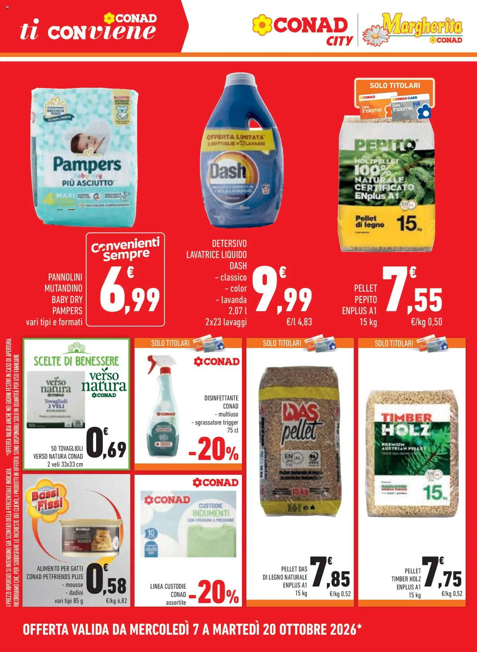 Anteprima dell'opuscolo Conad volantino Margherita Lombardia dal negozio Conad valido da 07/10/2026 - Lavatrice, Pellet, Lavanda, Pampers, Pannolini, Sgrassatore, Detergente, Pellet di legno