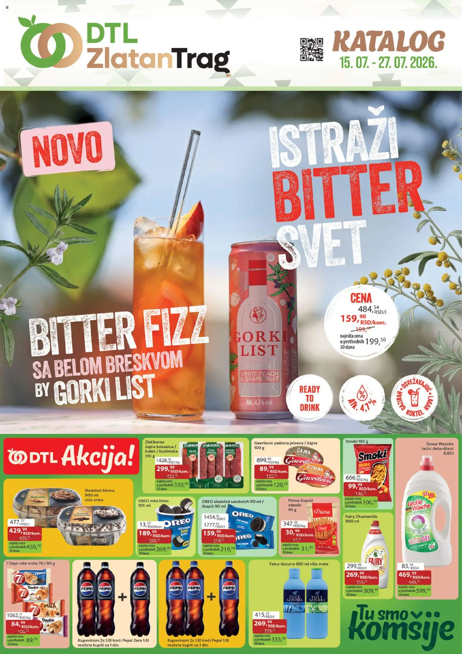 Pregled Zlatan Trag kataloga - važi od 15.07.2026 - Pepsi, Oreo, Kulen, List, Pašteta, Kobasica, Deterdžent, Oreo sladoled
