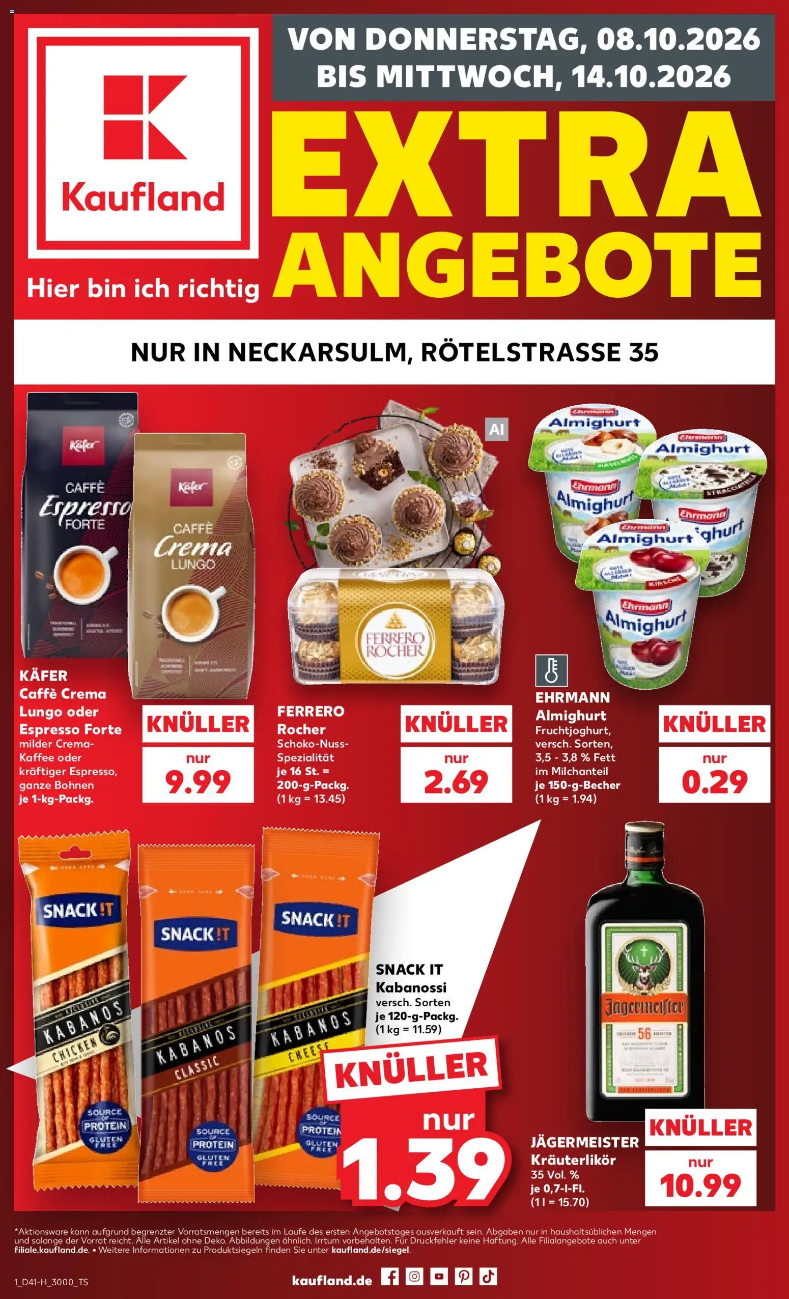 Voorbeeld van Kaufland DE -DE Folder van winkel Kaufland DE geldig vanaf 08-10-2026 - Ferrero Rocher, Jägermeister, Kabanos