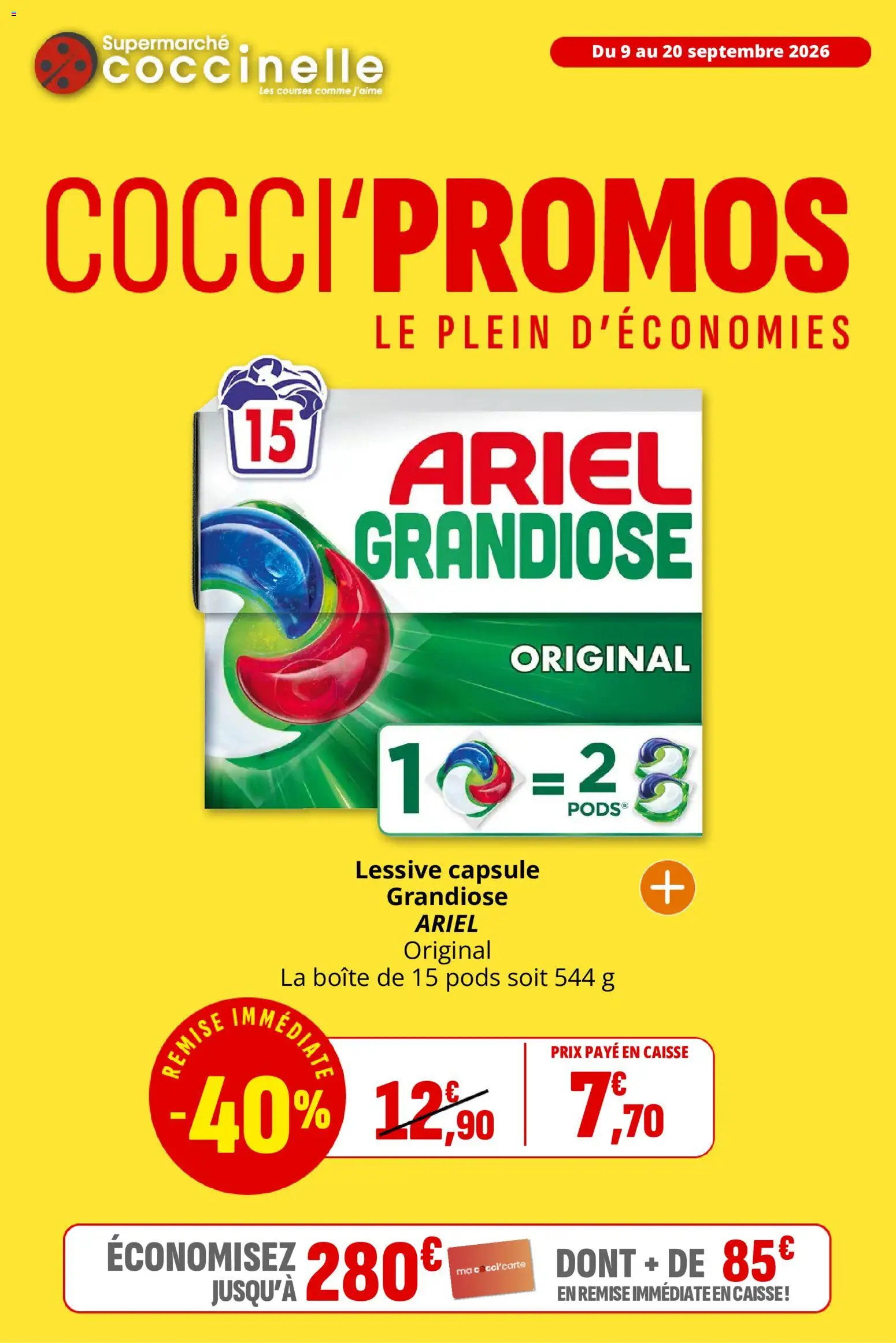 Prévisualisation de Coccinelle catalogue du magasin Coccinelle formulaire valide 09/09/2026 - Ariel, Lessive