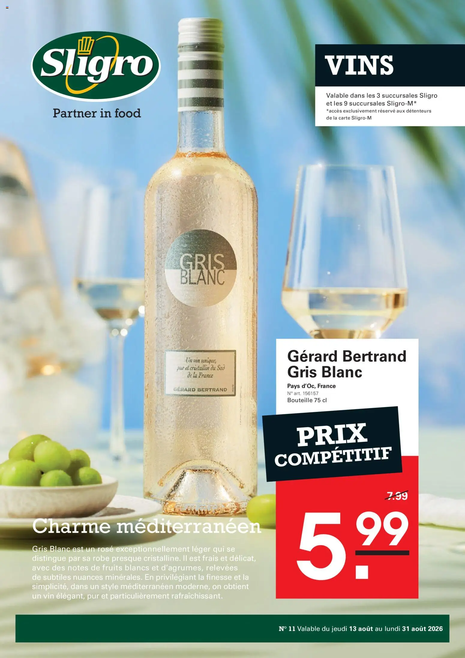 Voorbeeld van Sligro Publicité Vins van winkel Sligro geldig vanaf 13/08/2026