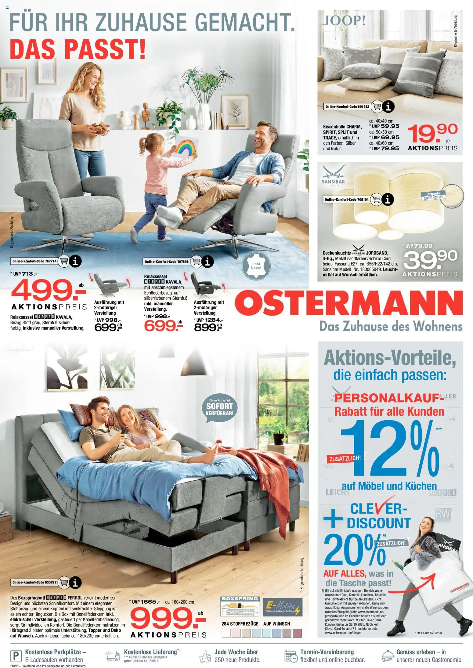 Vorschau von dem Prospekt des Geschäftes Ostermann, gültig ab dem 10.10.2026 - Kuchen, Boxspringbett, Tasche, Relaxsessel, Box, Topper