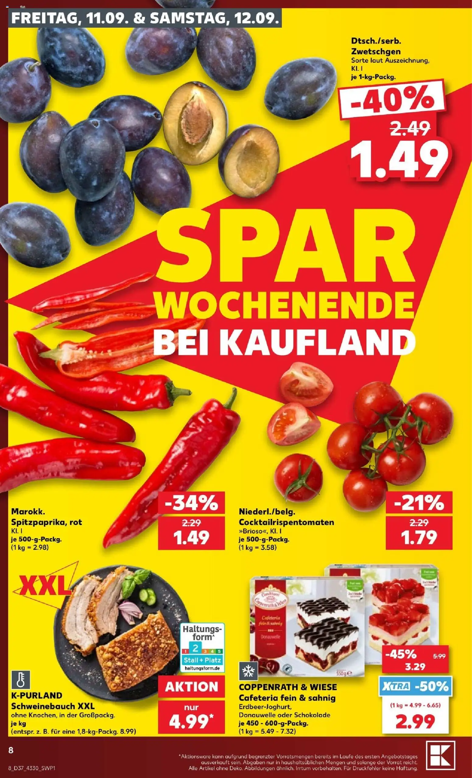 Vorschau von dem Prospekt des Geschäftes Kaufland, gültig ab dem 10.09.2026 - Schokolade, Zwetschgen, Schweinebauch