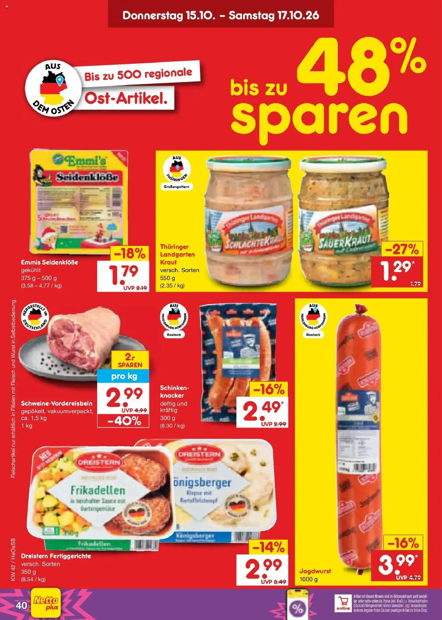 Vorschau von dem Prospekt des Geschäftes Netto Marken-Discount, gültig ab dem 12.10.2026 - Wurst, Fleisch, Schinken, Fertiggerichte, Kraut