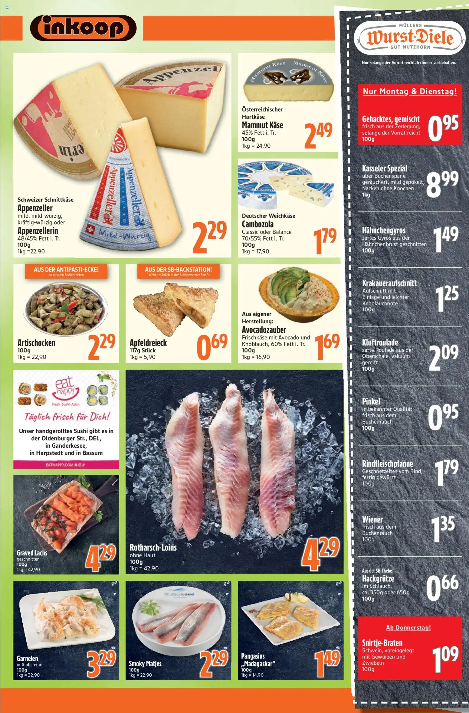 Vorschau von dem Prospekt des Geschäftes Inkoop, gültig ab dem 12.10.2026 - Käse, Gyros, Avocado, Garnelen, Lachs, Zwiebeln, Frischkase, Hahnchenbrust