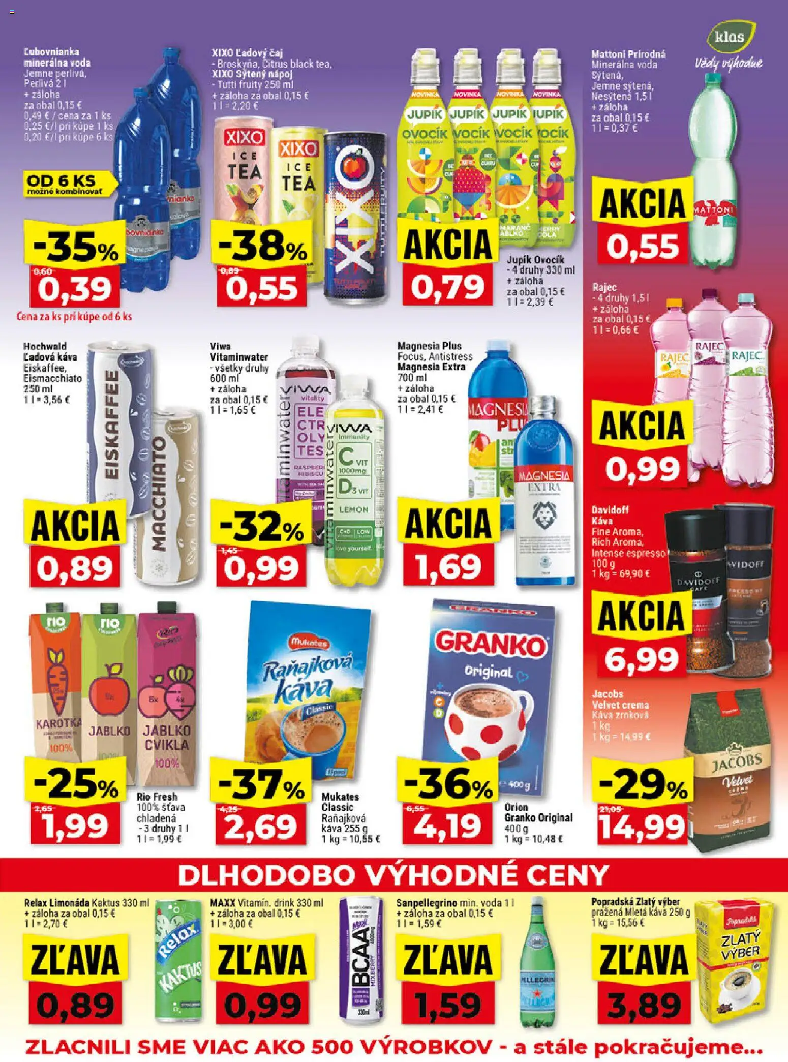 Náhľad Klas letáku platného od 07.09.2026 - Káva, Rajec, Voda, Granko, Davidoff, Magnesia, Minerálna voda, Šťava