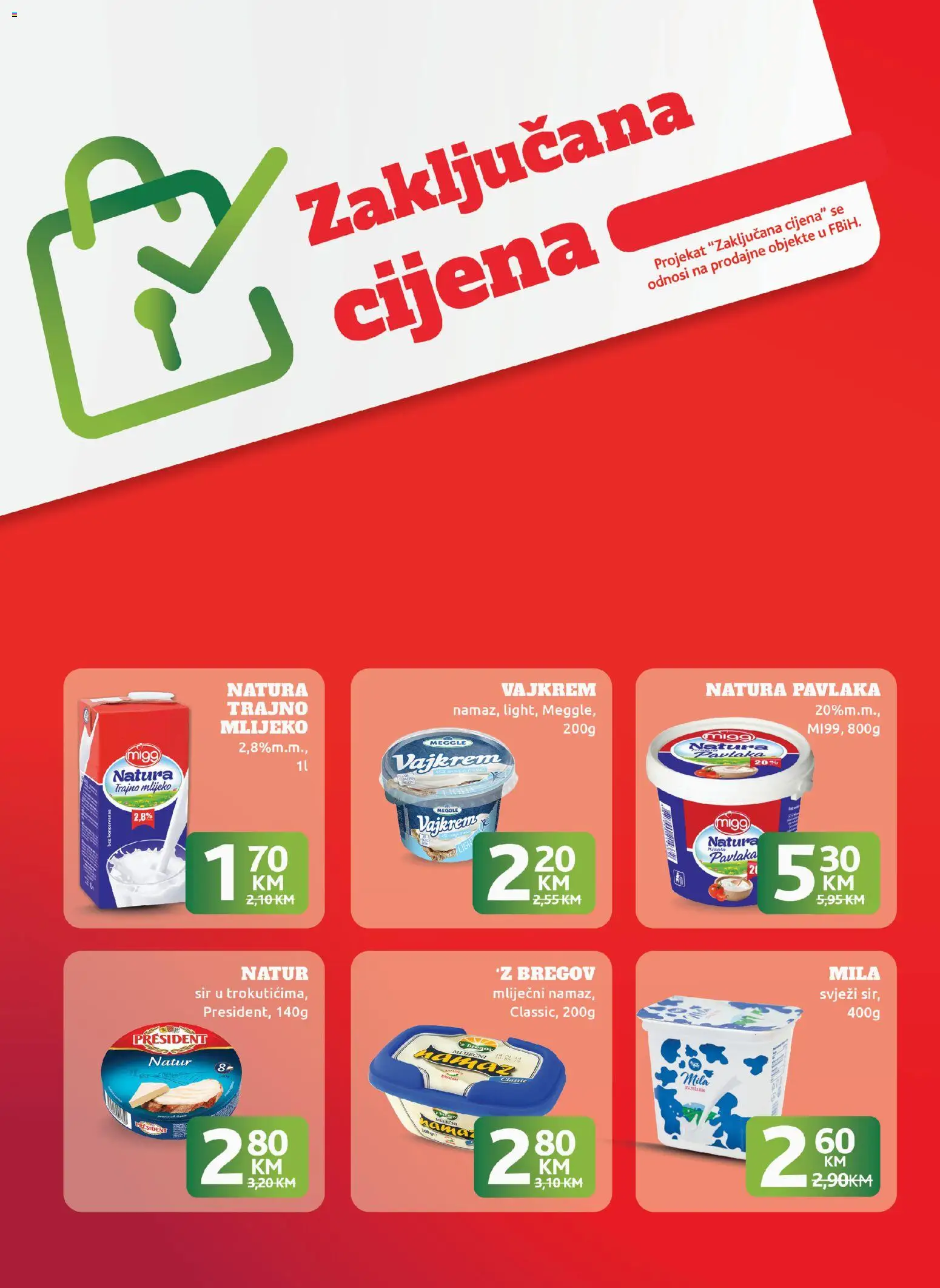 Pregled letka KONZUM Zaključana cijena trgovine KONZUM vrijedi od 01.01.2026