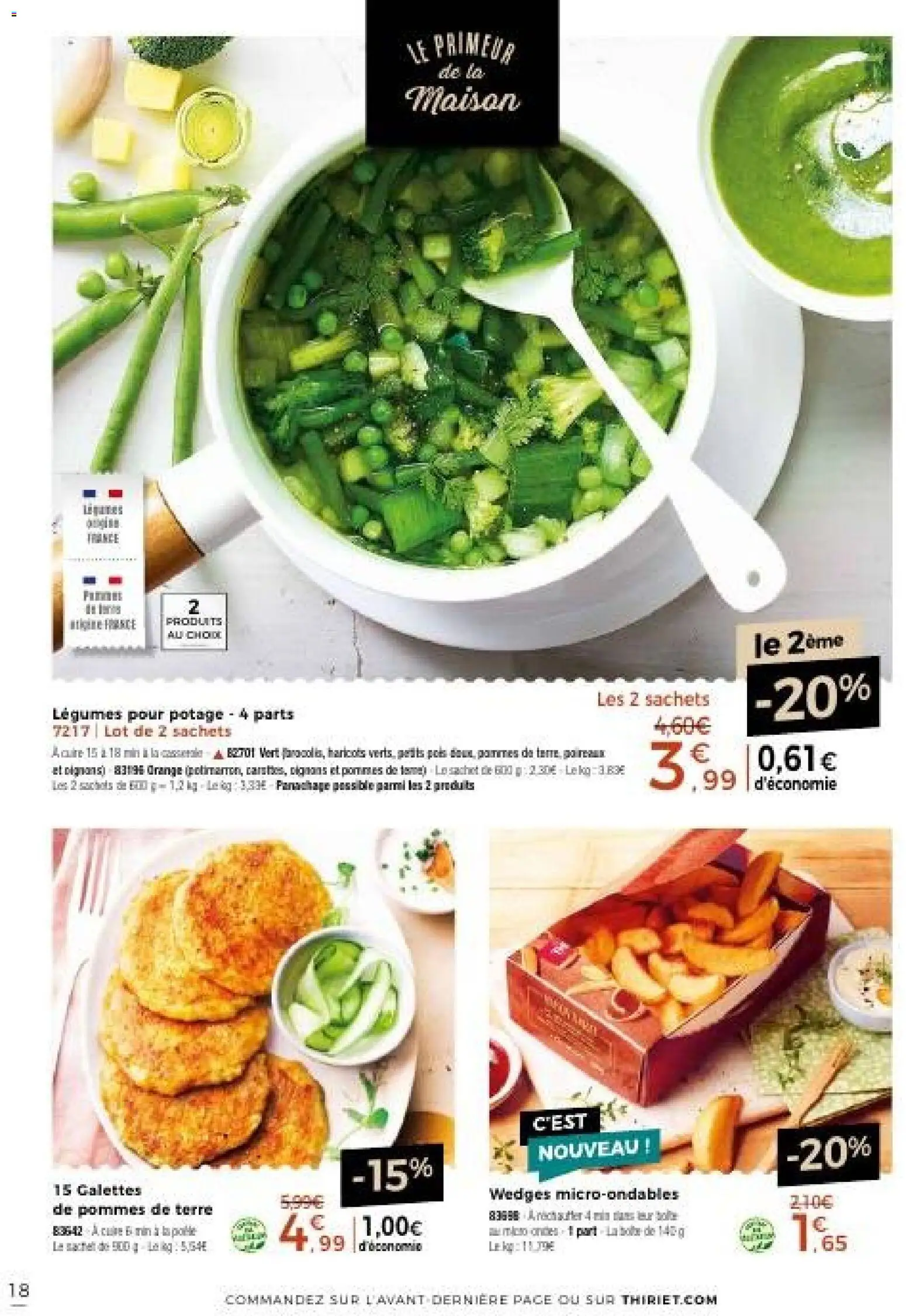 Prévisualisation de Thiriet catalogue livraison à domicile du magasin Thiriet formulaire valide 23/10/2026 - Orange, Pommes de terre, Oignons, Petits pois, Casserole, Pois, Haricots, Pommes