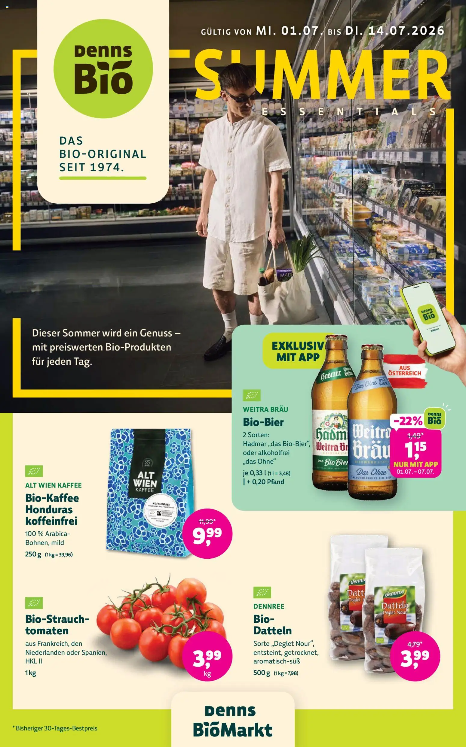 Vorschau der Angebote: Denns BioMarkt Denns BioMarkt Angebote gültig ab 01.07.2026 - Kaffee, Bier, Tomaten