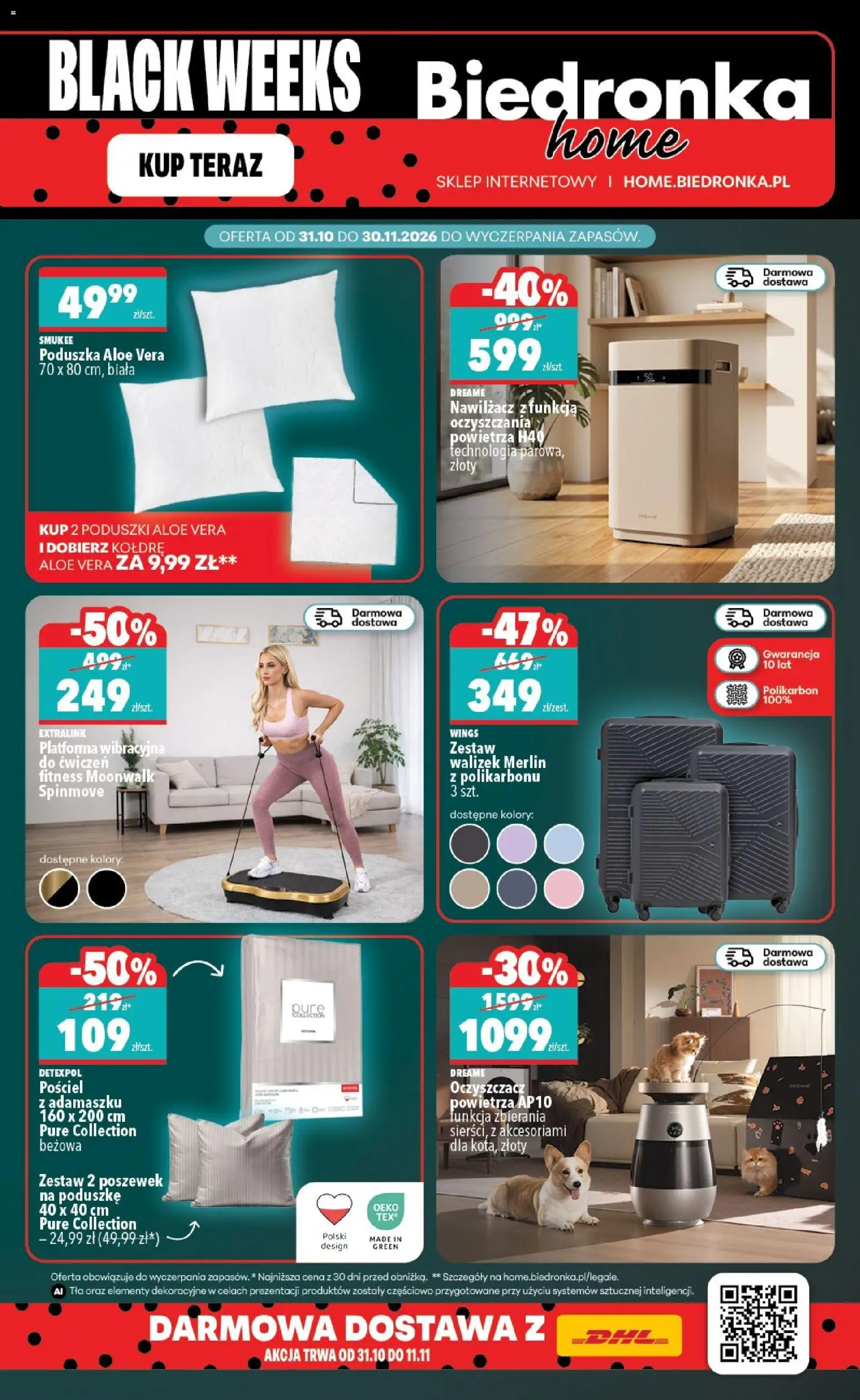 Pogląd gazetki "Biedronka Black Friday" ze sklepu Biedronka ważnej od 31.10.2026 - Oczyszczacz powietrza, Pościel, Poduszka