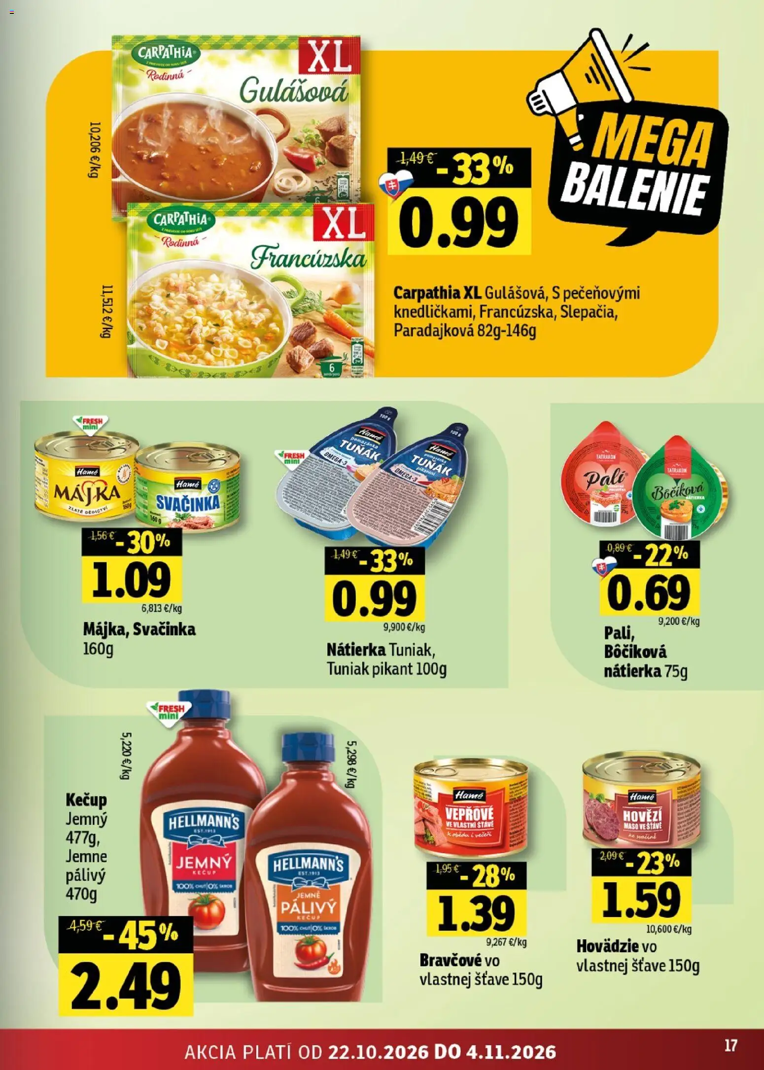 Náhľad Fresh letáku platného od 22.10.2026 - Mäso, Tuniak, Kečup, Nátierka