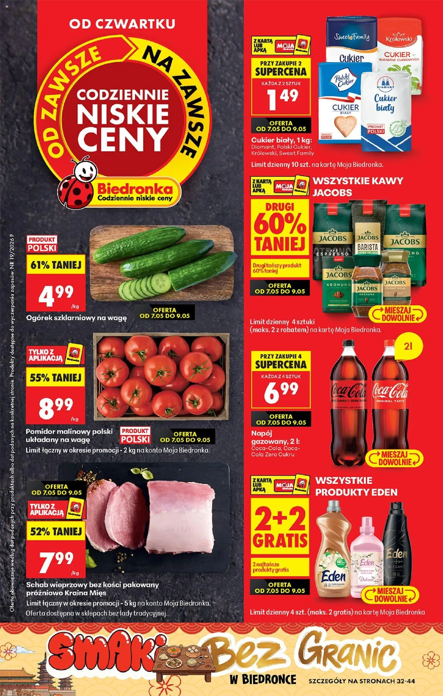Náhled nabídky: Biedronka Polsko Biedronka Polsko leták - Codziennie niskie ceny platný od 07.05.2026 - Coca cola, Cola, Jacobs, Coca Cola Zero