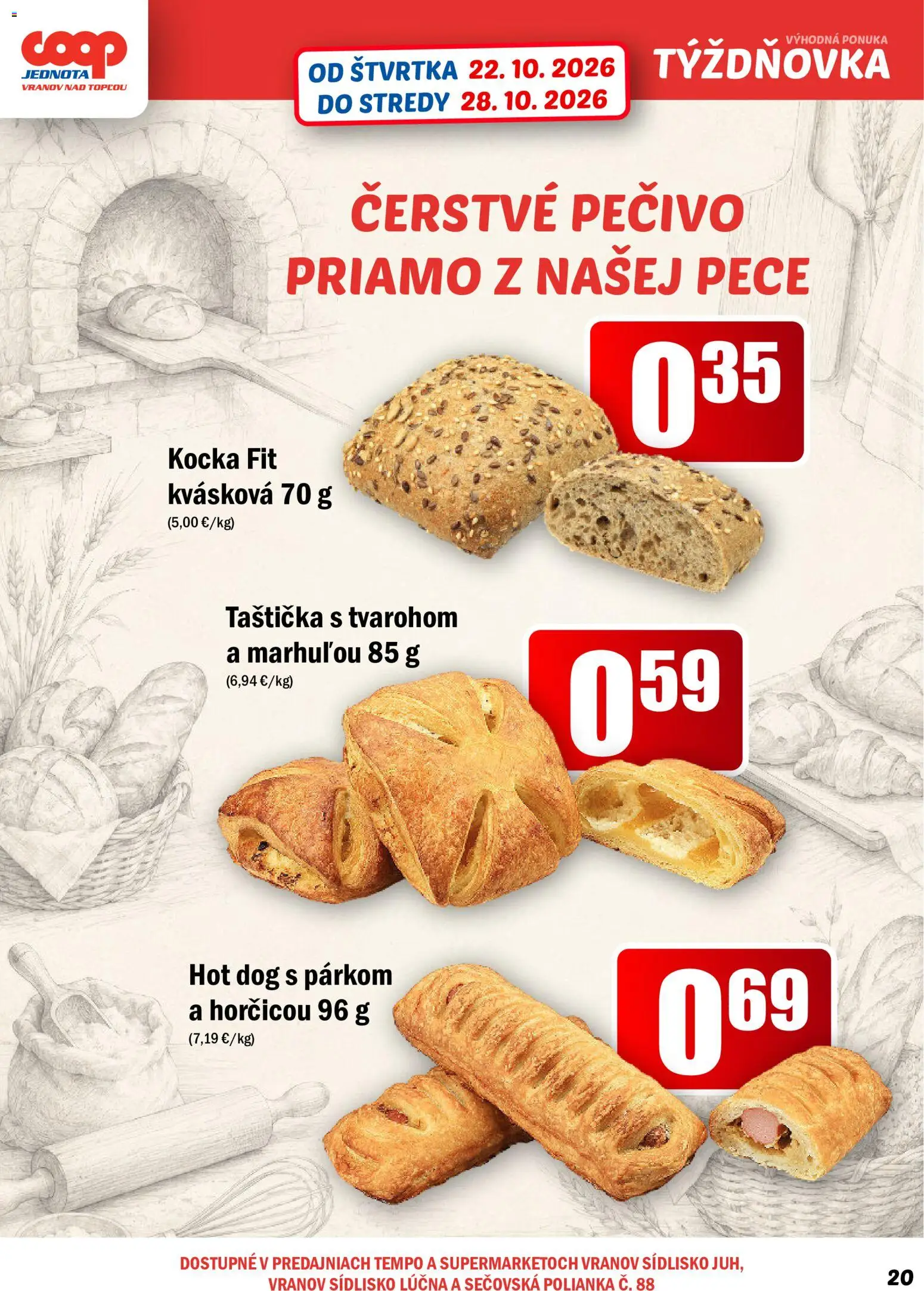 Náhľad COOP Jednota letáku platného od 22.10.2026 - Pečivo