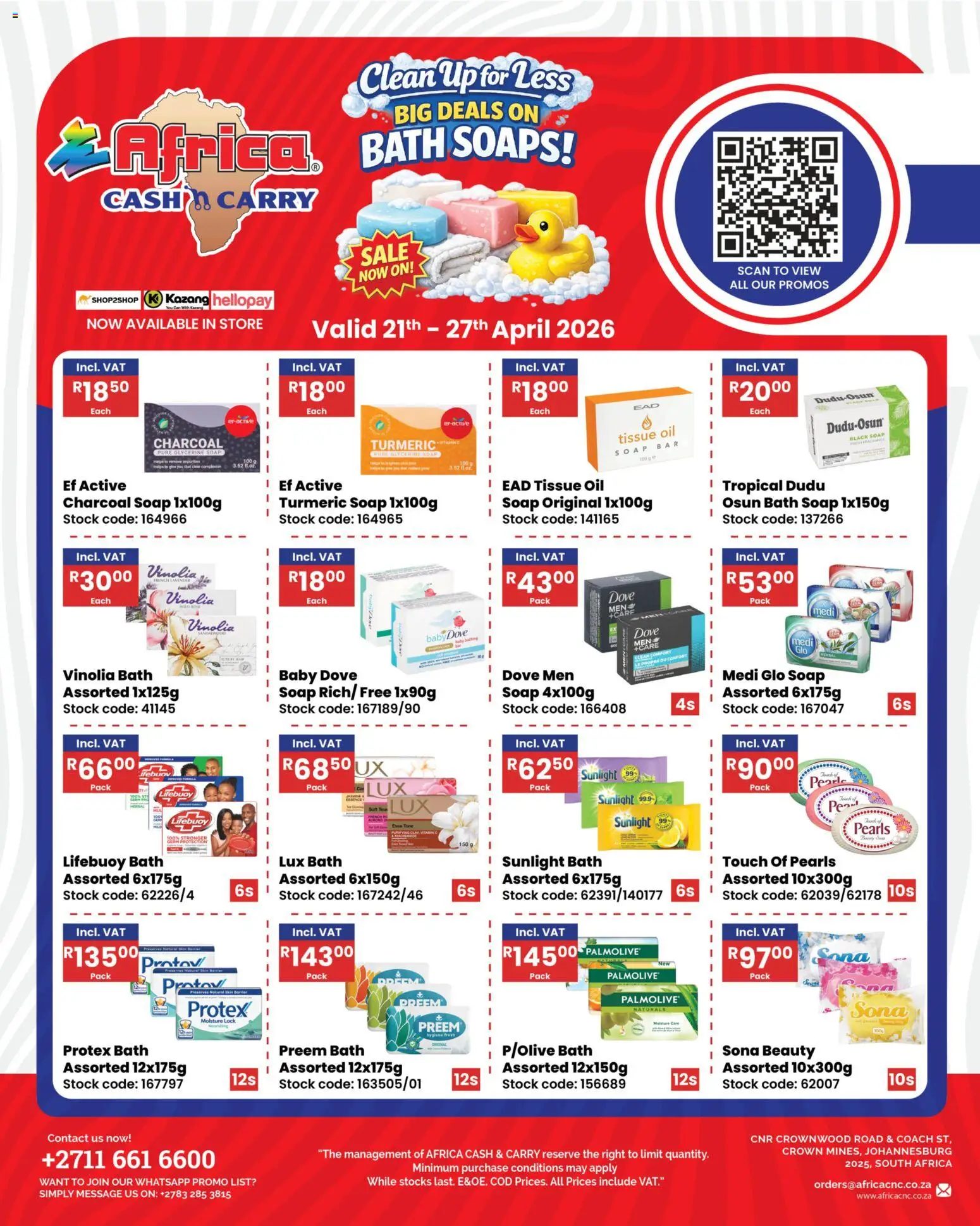 Preview of Africa Cash & Carry flyer valid from 21/04/2026 - Lock, Oil, Tissue oil, Soap, Bath, Stock
