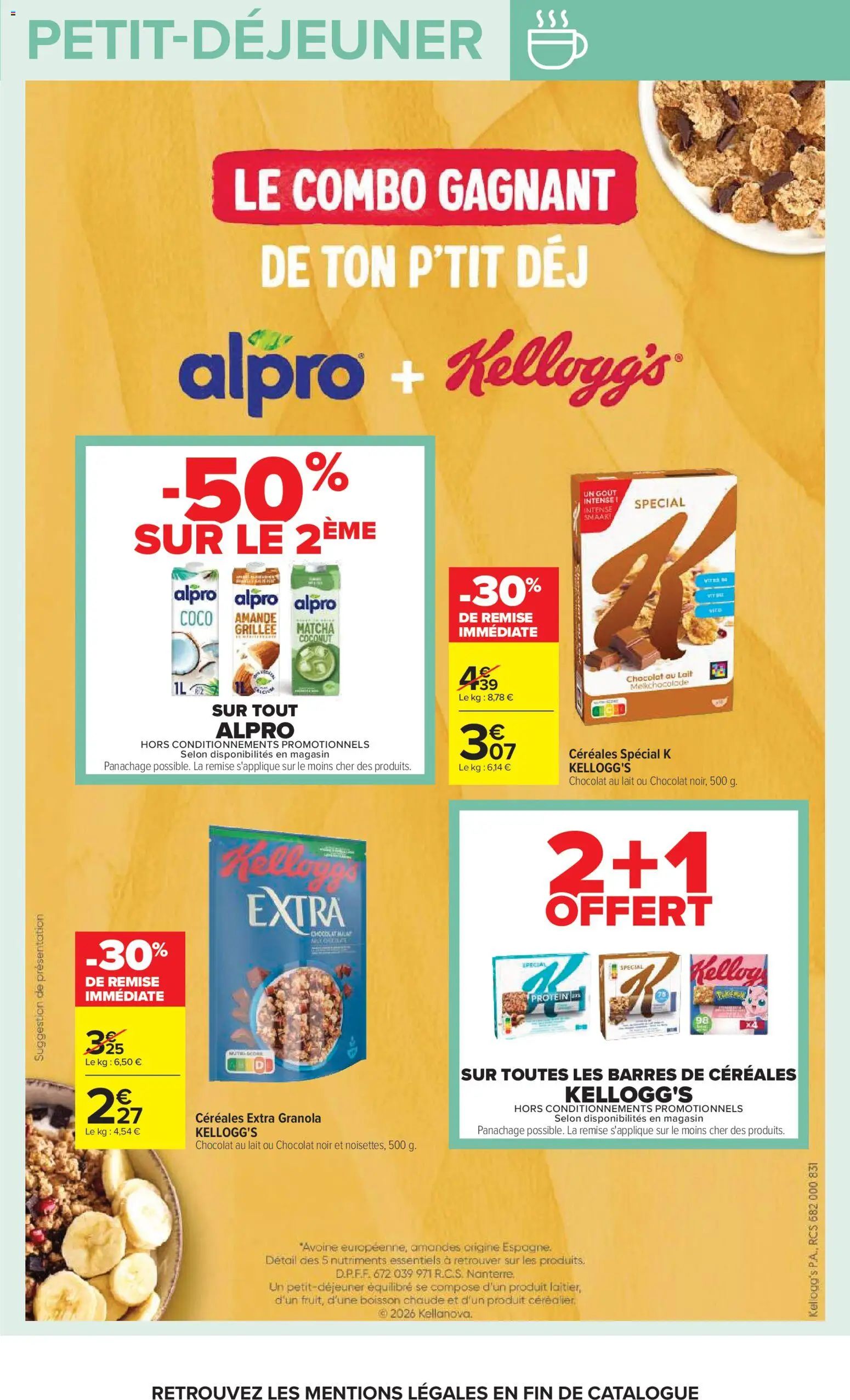 Prévisualisation de Carrefour Petit déjeuner du magasin Carrefour formulaire valide 03/11/2026 - Coco, Matcha, Lait, Amande, Amandes, Céréales, Base, Chocolat au lait