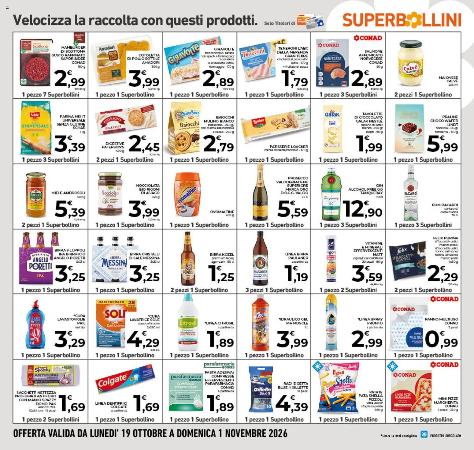 Anteprima dell'opuscolo Conad volantino Campania dal negozio Conad valido da 21/10/2026 - Pasta, Crema, Prosecco, Salmone, Prosciutto Cotto, Manzo, Farina, Rum