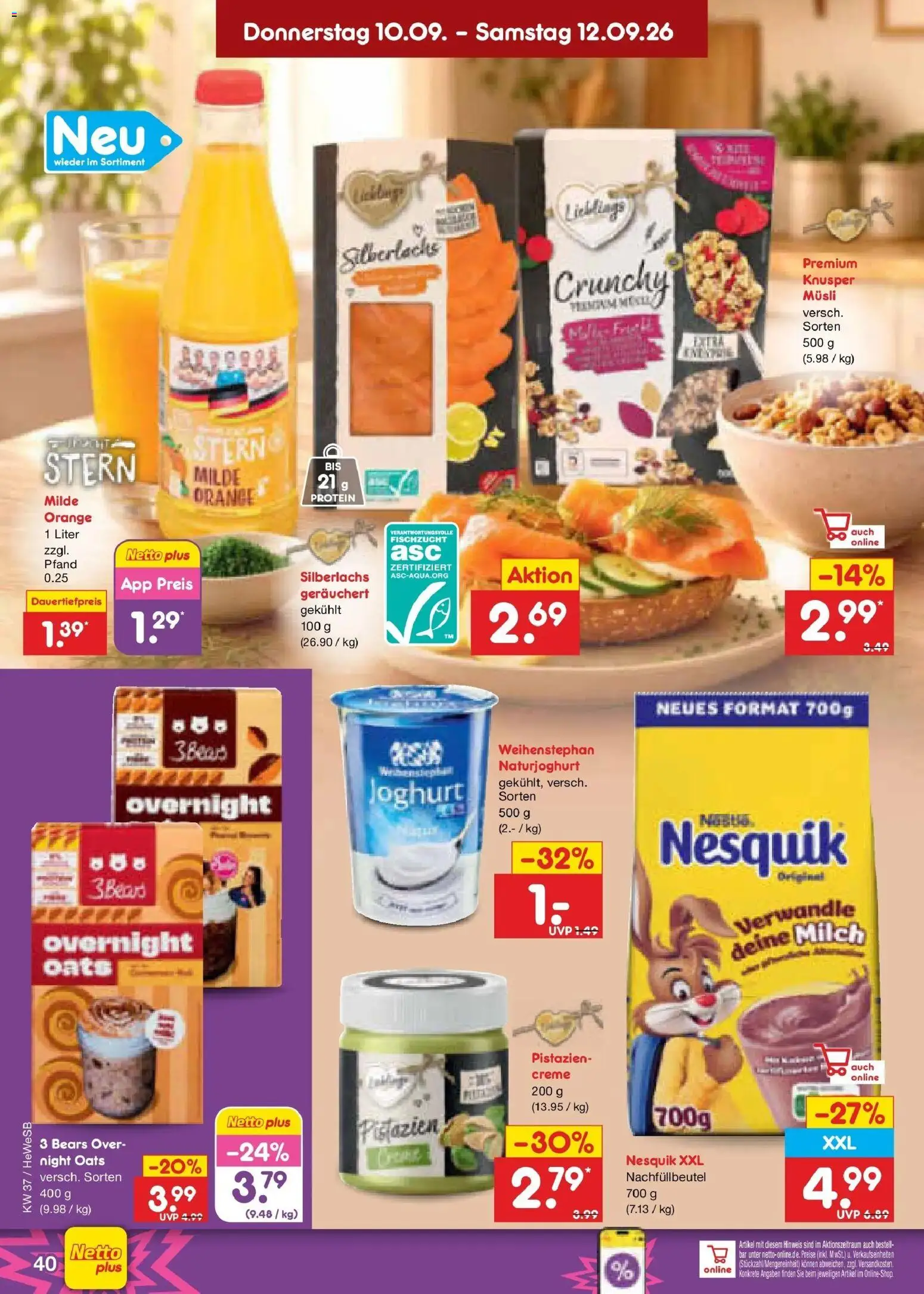 Vorschau von dem Prospekt des Geschäftes Netto Marken-Discount, gültig ab dem 07.09.2026 - Joghurt, Pistazien, Milch, Creme, Nesquik, Musli