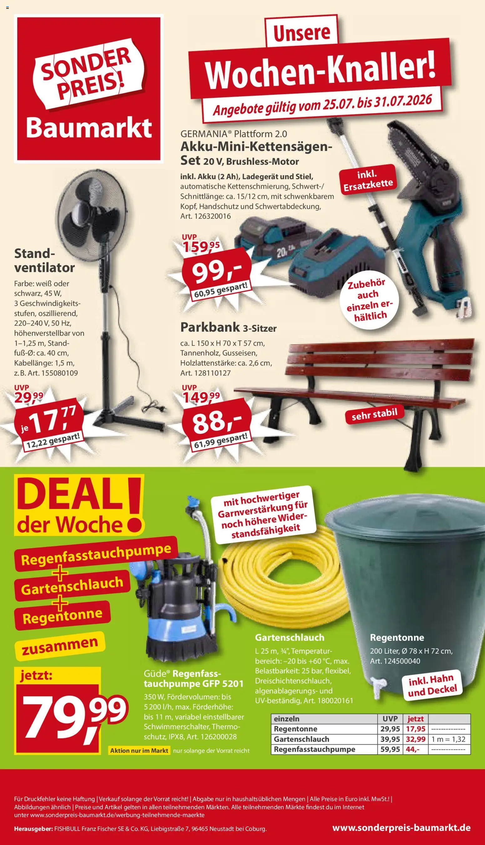 Vorschau von dem Prospekt des Geschäftes Sonderpreis Baumarkt, gültig ab dem 25.07.2026 - Ventilator, Ladegerät