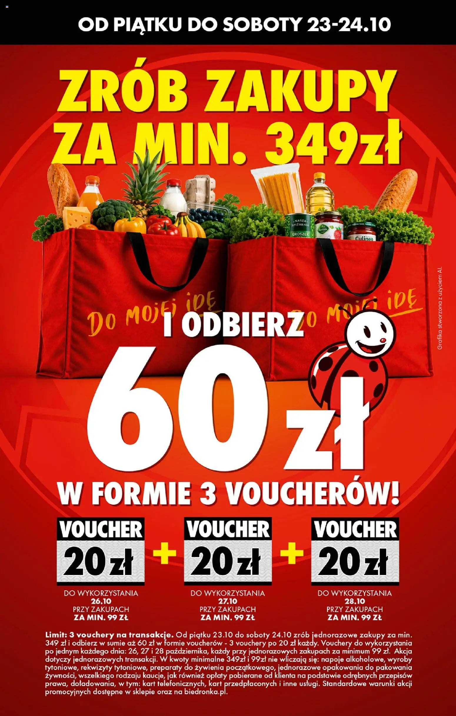 Pogląd gazetki "Biedronka gazetka - Tani weekend" ze sklepu Biedronka ważnej od 23.10.2026 - Groszek, Napoje