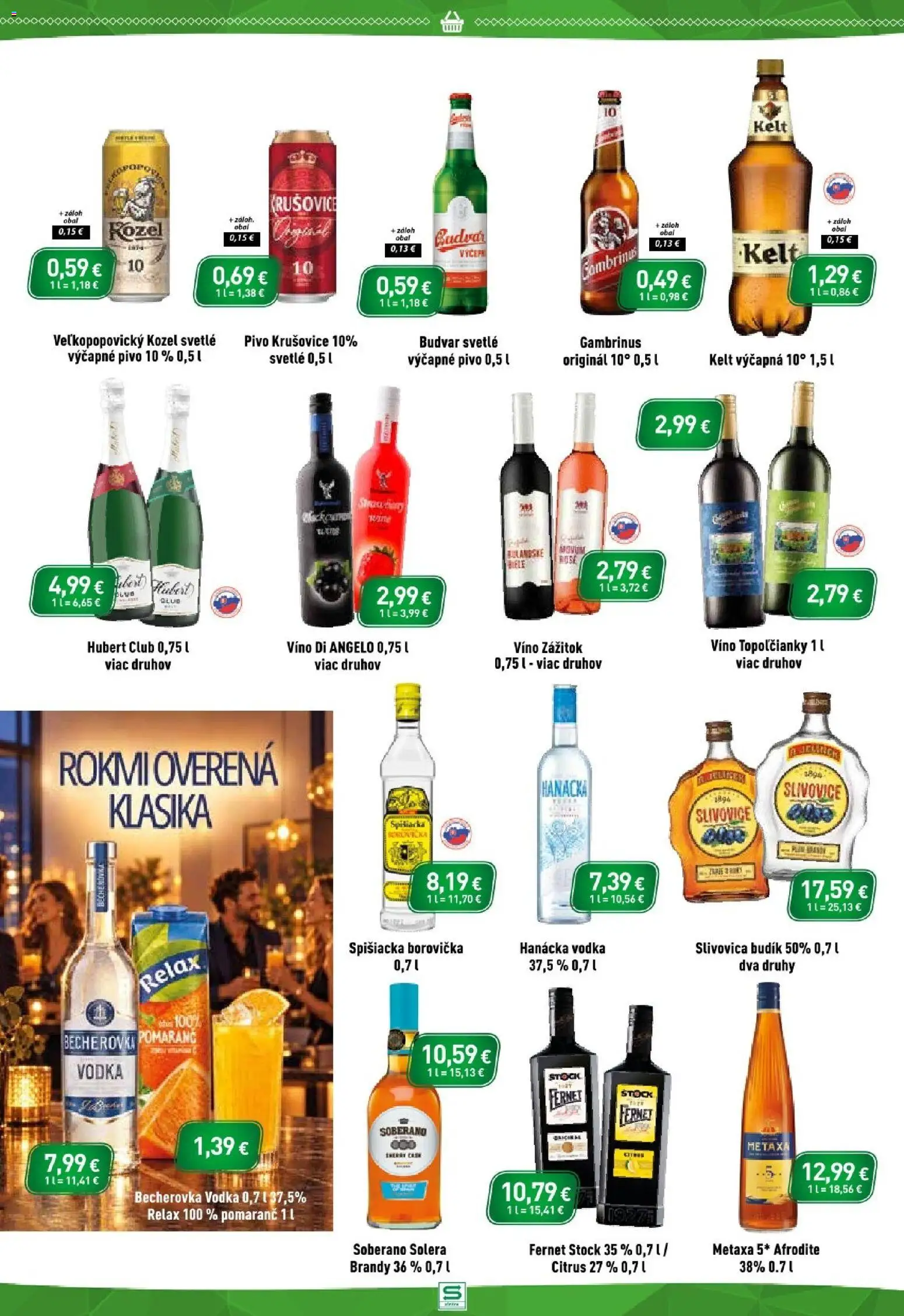 Náhľad Sintra letáku platného od 15.10.2026 - Pivo, Budík, Becherovka, Metaxa, Krušovice, Budvar, Gambrinus, Fernet Stock