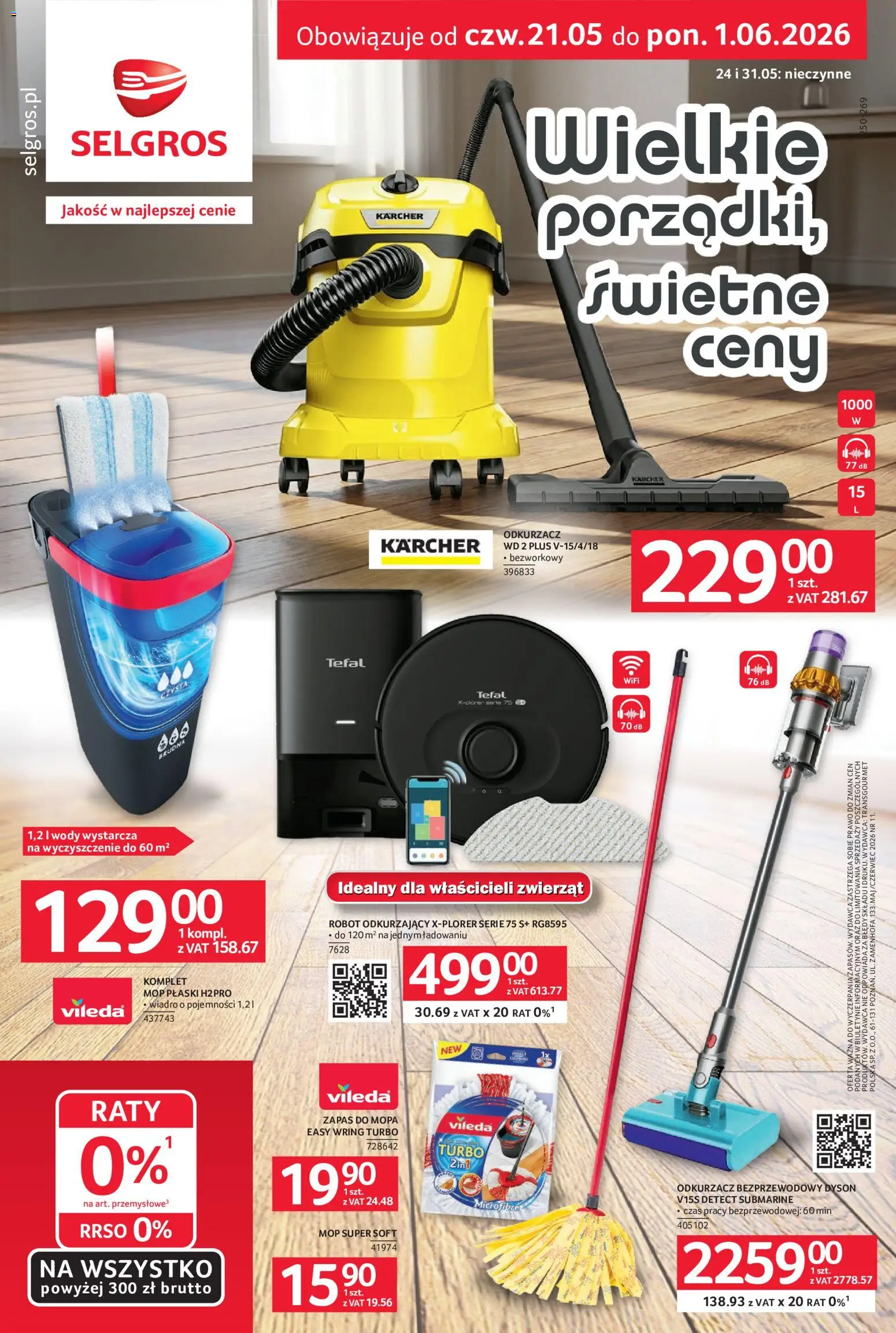 Pogląd gazetki "Selgros cash&carry gazetka - Sprzątanie" ze sklepu Selgros cash&carry ważnej od 21.05.2026 - Mop, Odkurzacz, Tefal, Robot, Vileda