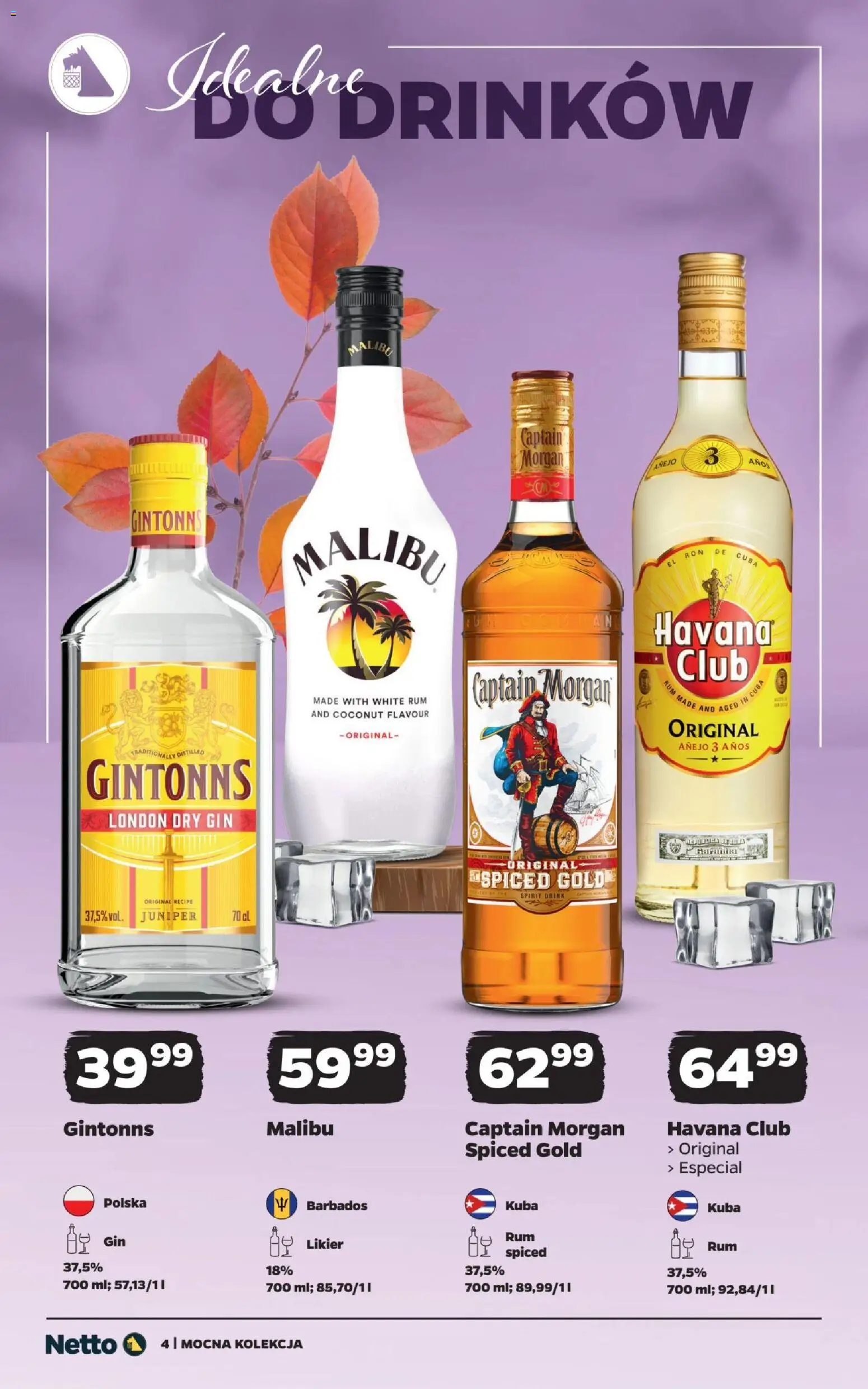 Pogląd gazetki "Netto gazetka - Mocne alkohole" ze sklepu Netto ważnej od 12.10.2026 - Malibu, Rum, Gin, Captain Morgan, Havana, Havana Club, London dry gin, Rum Havana