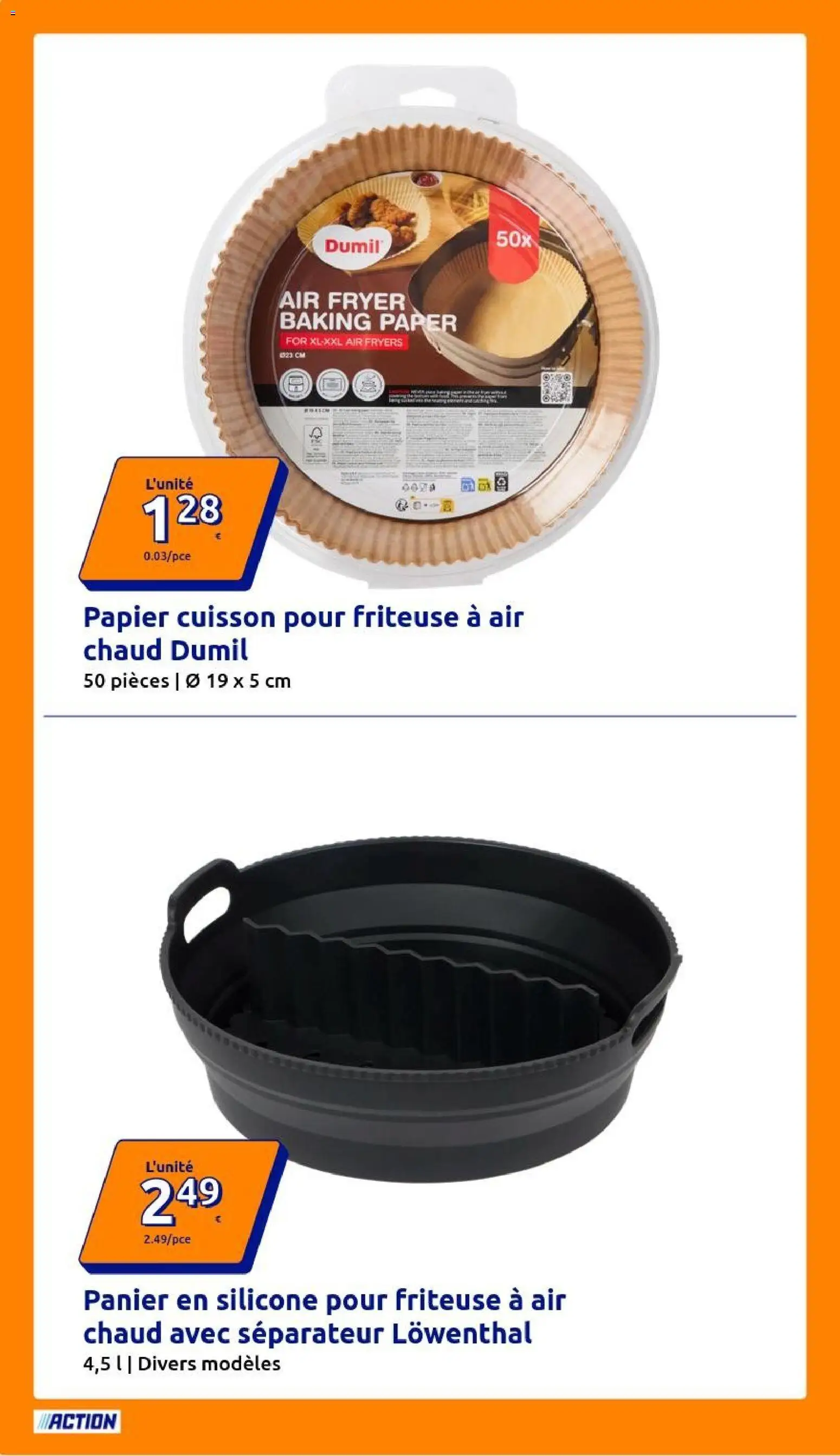 Prévisualisation de Action catalogue du magasin Action formulaire valide 28/10/2026 - Air fryer, Friteuse, Panier, Friteuse à air chaud, Papier cuisson