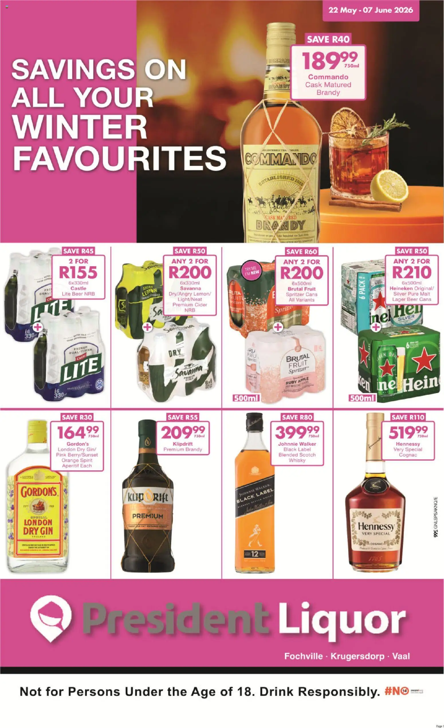 Preview of President Hyper flyer valid from 22/05/2026 - Heineken, Gin, Fruit, Brandy, Cognac, Cider, Beer, Lemon