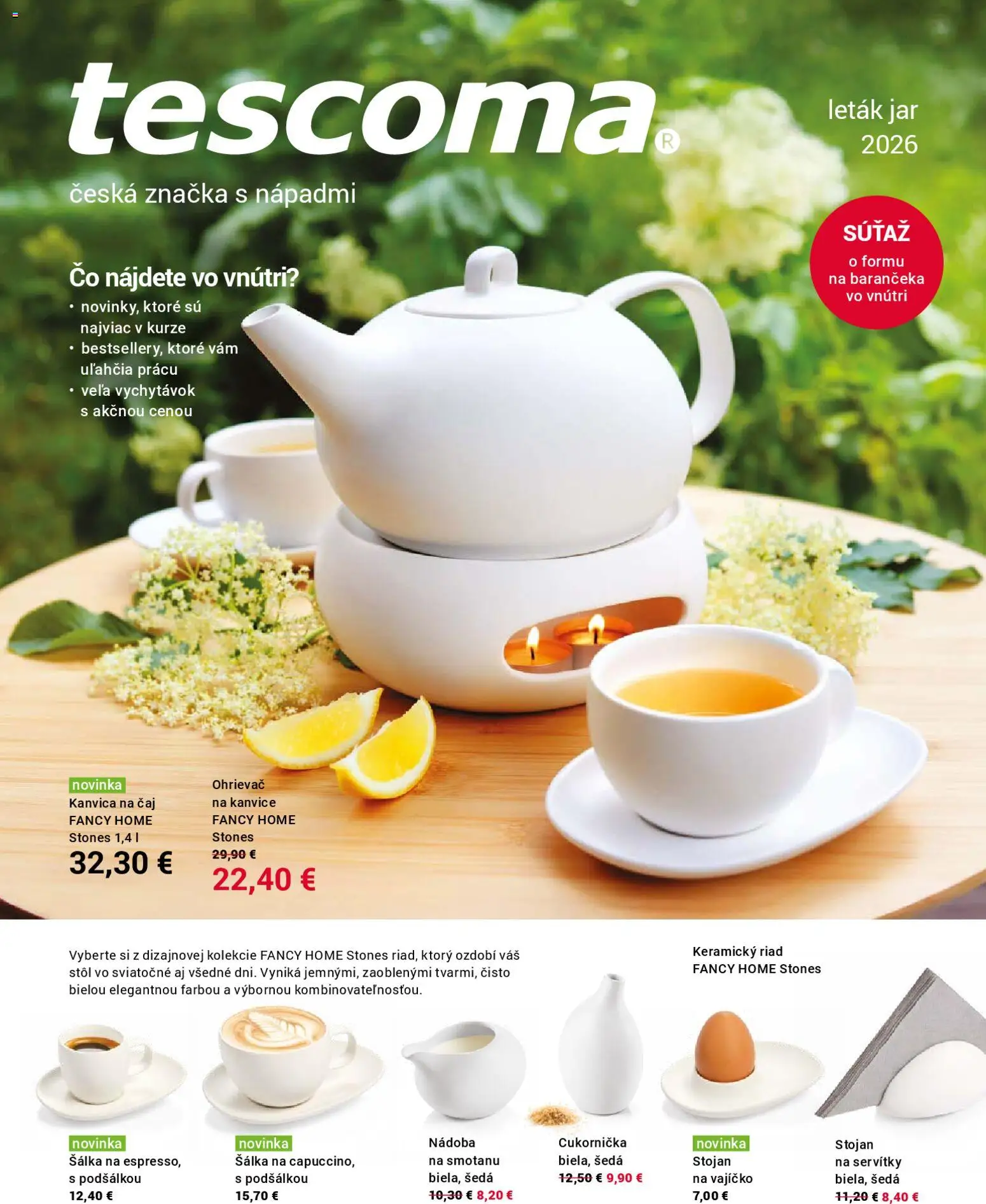 Náhľad TESCOMA letáku platného od 02.03.2026 - Jar, Stôl, Čaj, Kanvica, Ohrievač, Riad