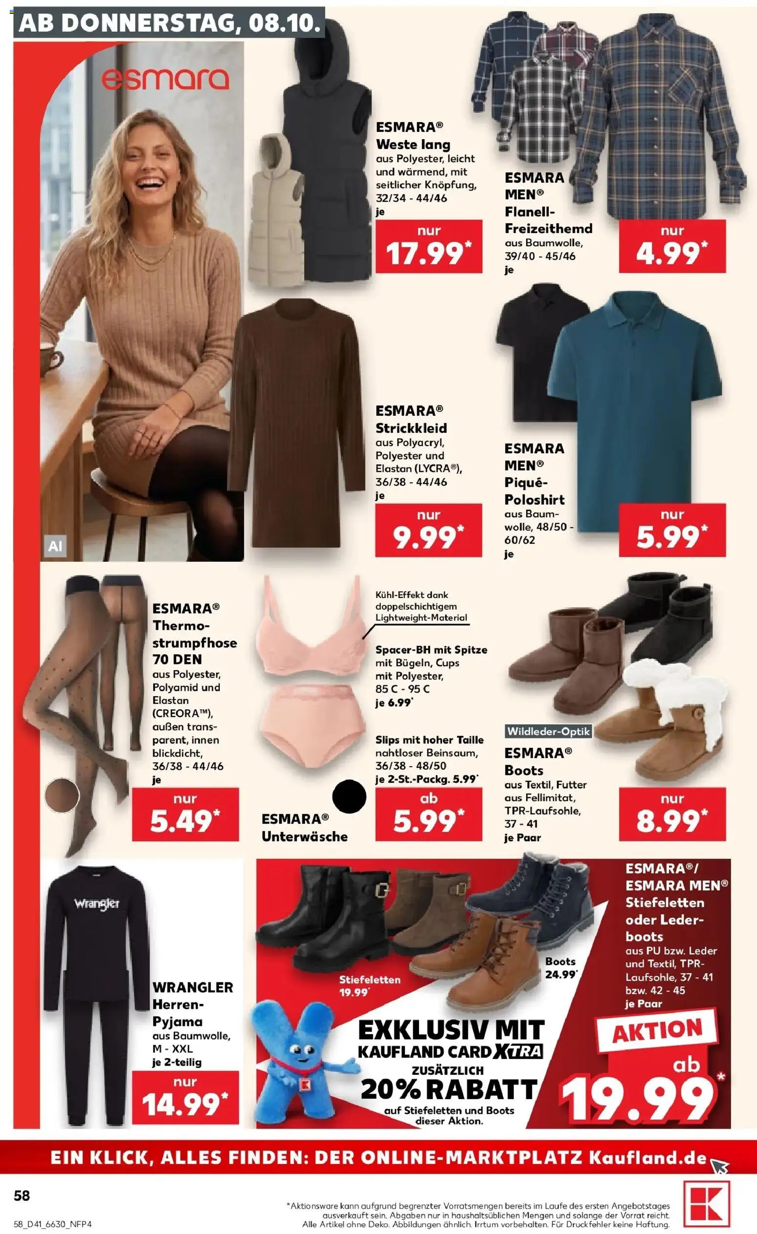 Vorschau von dem Prospekt des Geschäftes Kaufland, gültig ab dem 08.10.2026 - Pyjama, Poloshirt, Weste, Strumpfhose, Unterwäsche, Freizeithemd