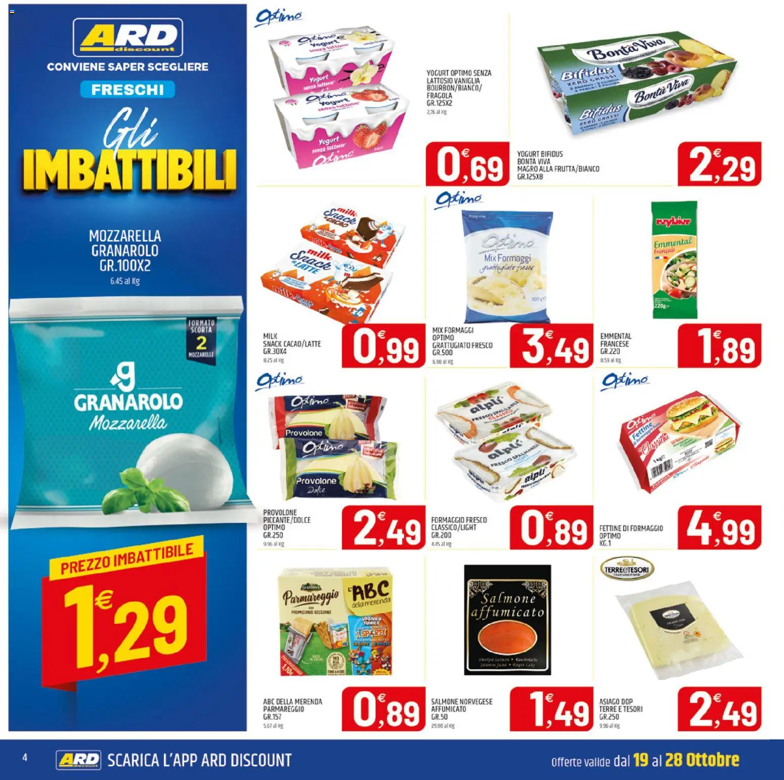 Anteprima dell'opuscolo ARD Discount volantino Sardegna dal negozio ARD Discount valido da 19/10/2026 - Latte, Formaggio, Salmone, Mozzarella, Cacao, Emmental, Provolone, Formaggio fresco