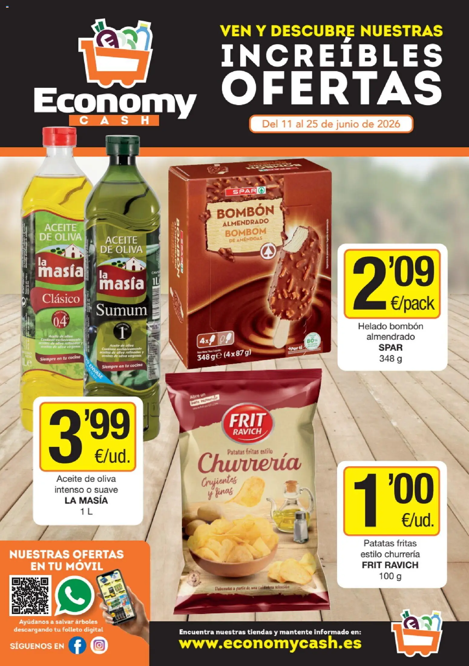 Vista previa del folleto de la tienda Economy Cash válido desde el 11/06/2026 - Aceite de oliva, Helado, Cocina, Móvil, Aceite, Patatas, Patatas fritas, Helado bombón