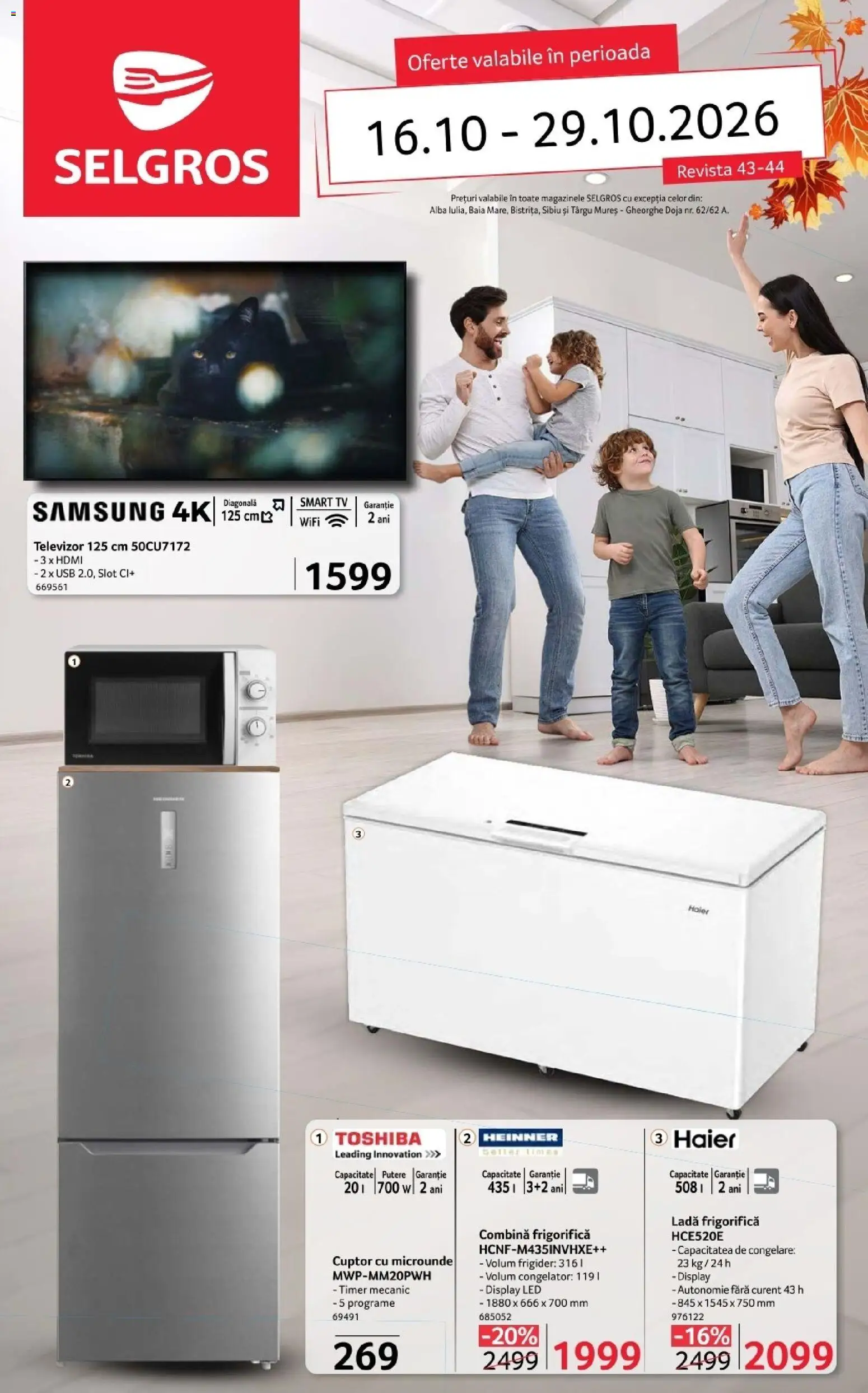 Previzualizarea de cataloage: Selgros Selgros Catalog Nonfood valabil de la 16.10.2026 - Frigider, Cuptor Cu Microunde, Televizor, Smart TV, LED, Alba, Usb, Combină frigorifică