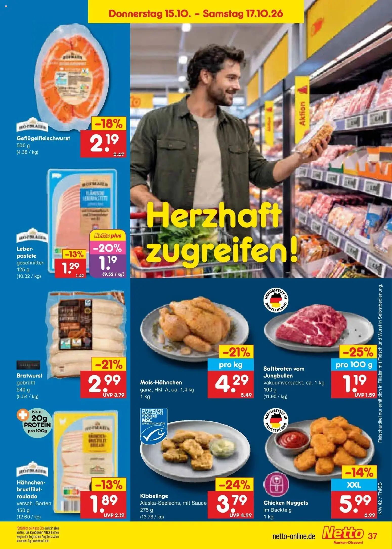 Vorschau von dem Prospekt des Geschäftes Netto Marken-Discount, gültig ab dem 12.10.2026 - Wurst, Bratwurst, Fleisch, Hahnchen