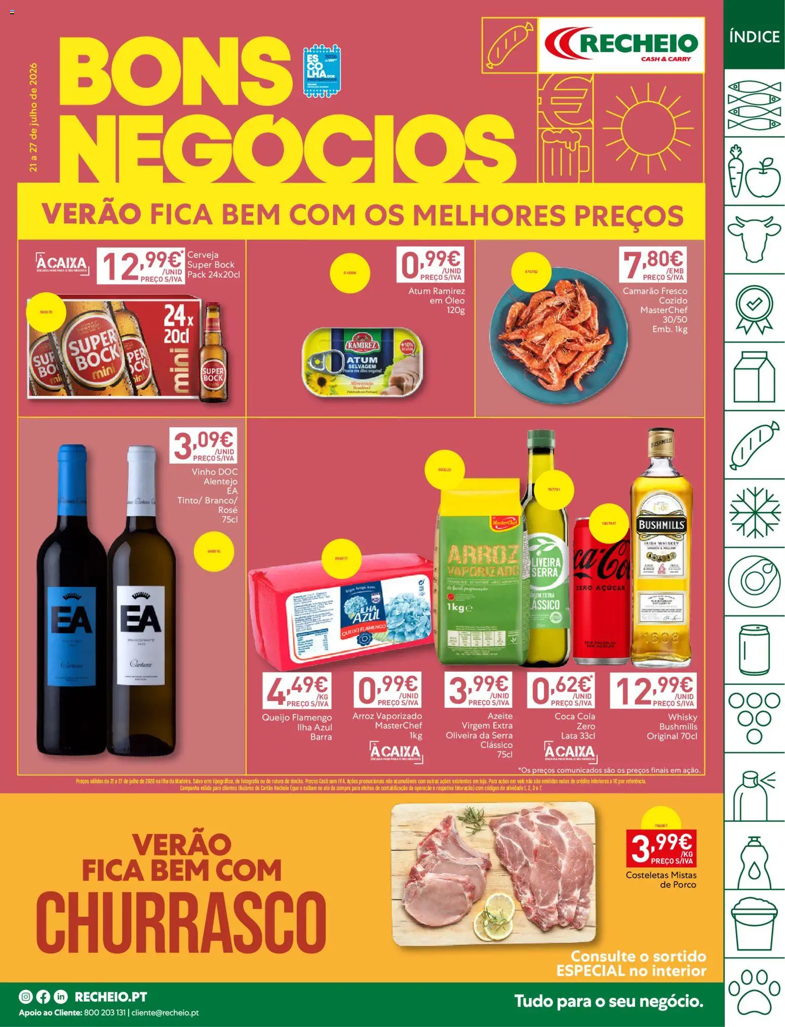 Pré-visualização do folheto da loja Recheio válida a partir de 21/07/2026 - Caixa, Cerveja, Whisky, Arroz, Queijo, Atum, Açúcar, Óleo