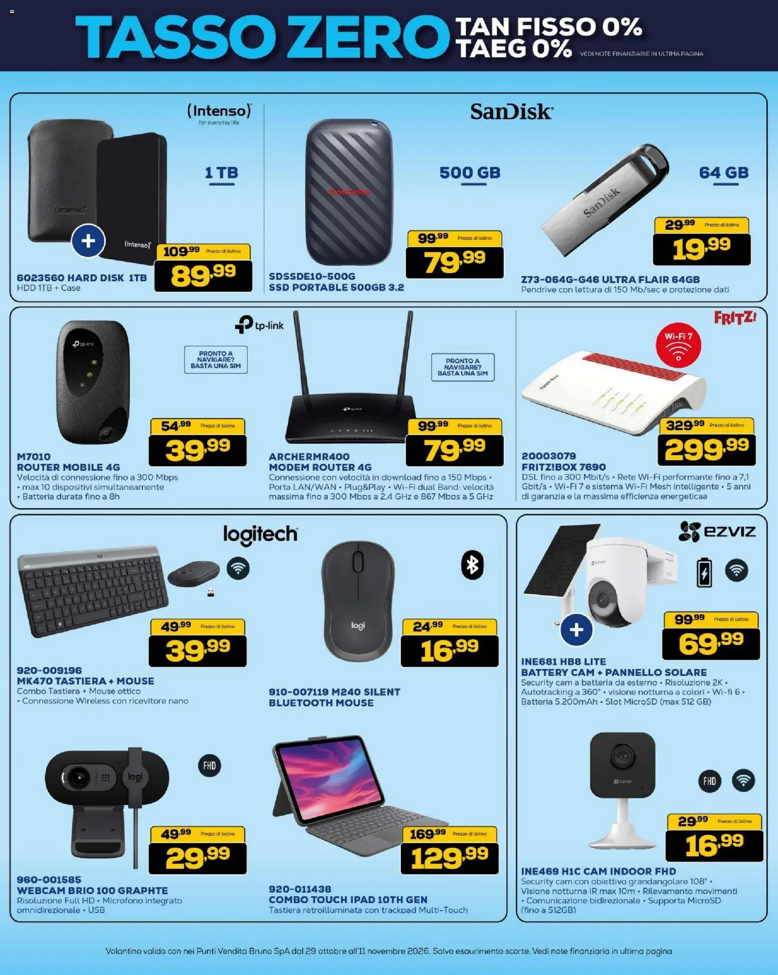 Anteprima dell'opuscolo BRUNO Black Friday dal negozio BRUNO valido da 29/10/2026 - Ipad, Mobile, Webcam, Tastiera, Microfono, Mouse, USB, Router