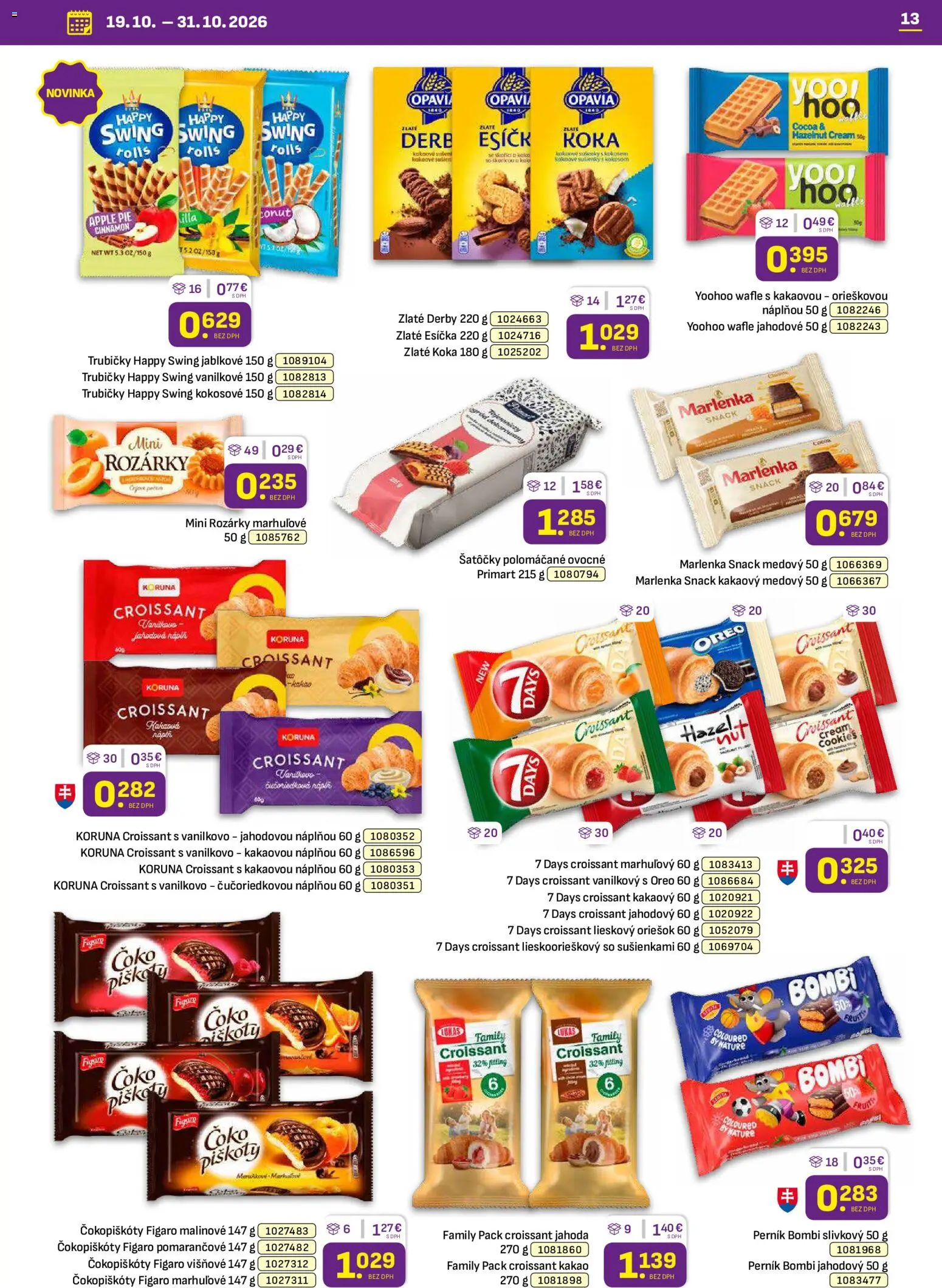 Náhľad Libex letáku platného od 19.10.2026 - Apple, Marlenka, Croissant, Kakao, Oreo, Trubičky, Piškóty