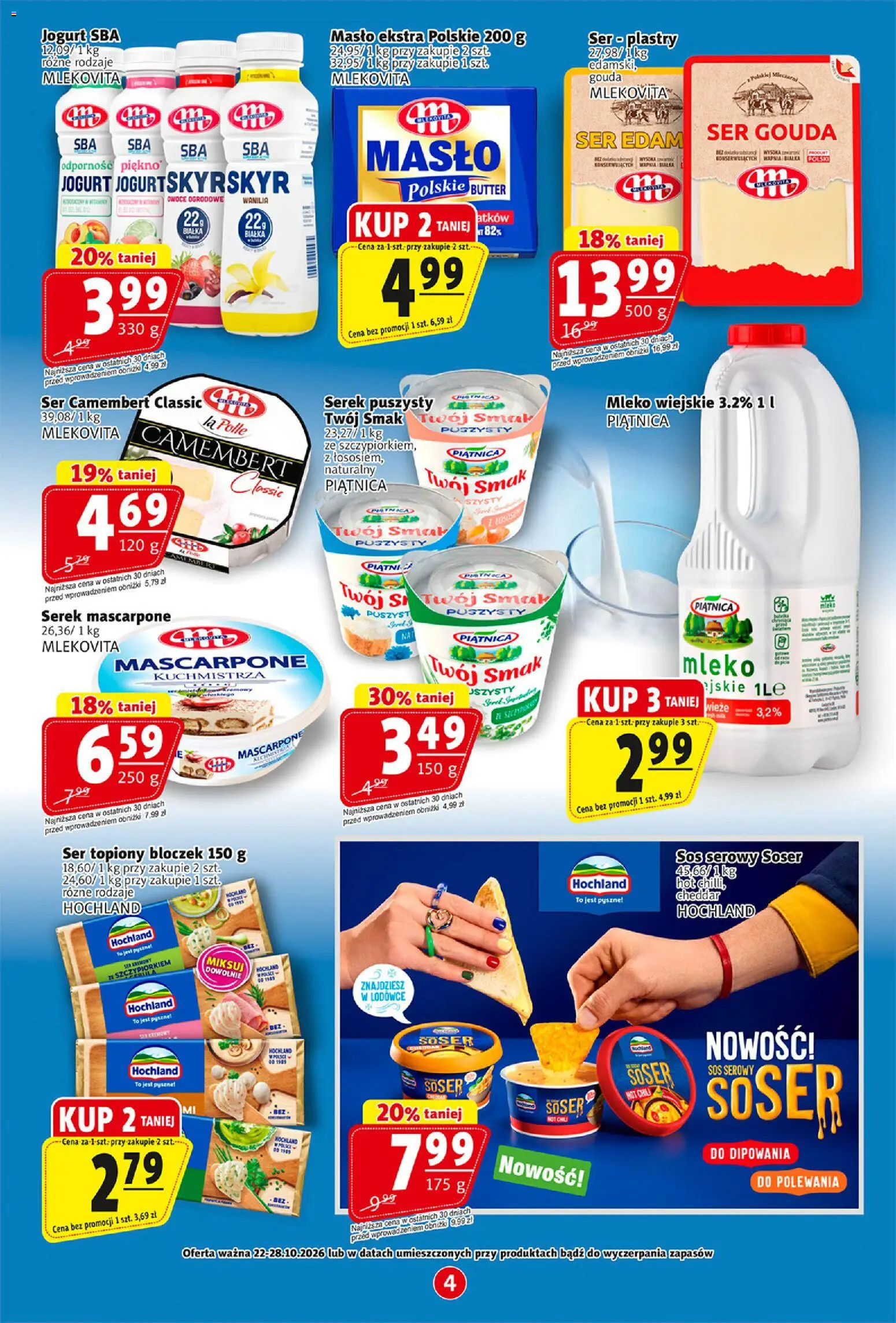 Pogląd gazetki "Prim Market gazetka" ze sklepu Prim Market ważnej od 22.10.2026 - Masło, Mleko, Owoce, Piątnica, Ser camembert, Serek mascarpone, Cheddar, Ser gouda
