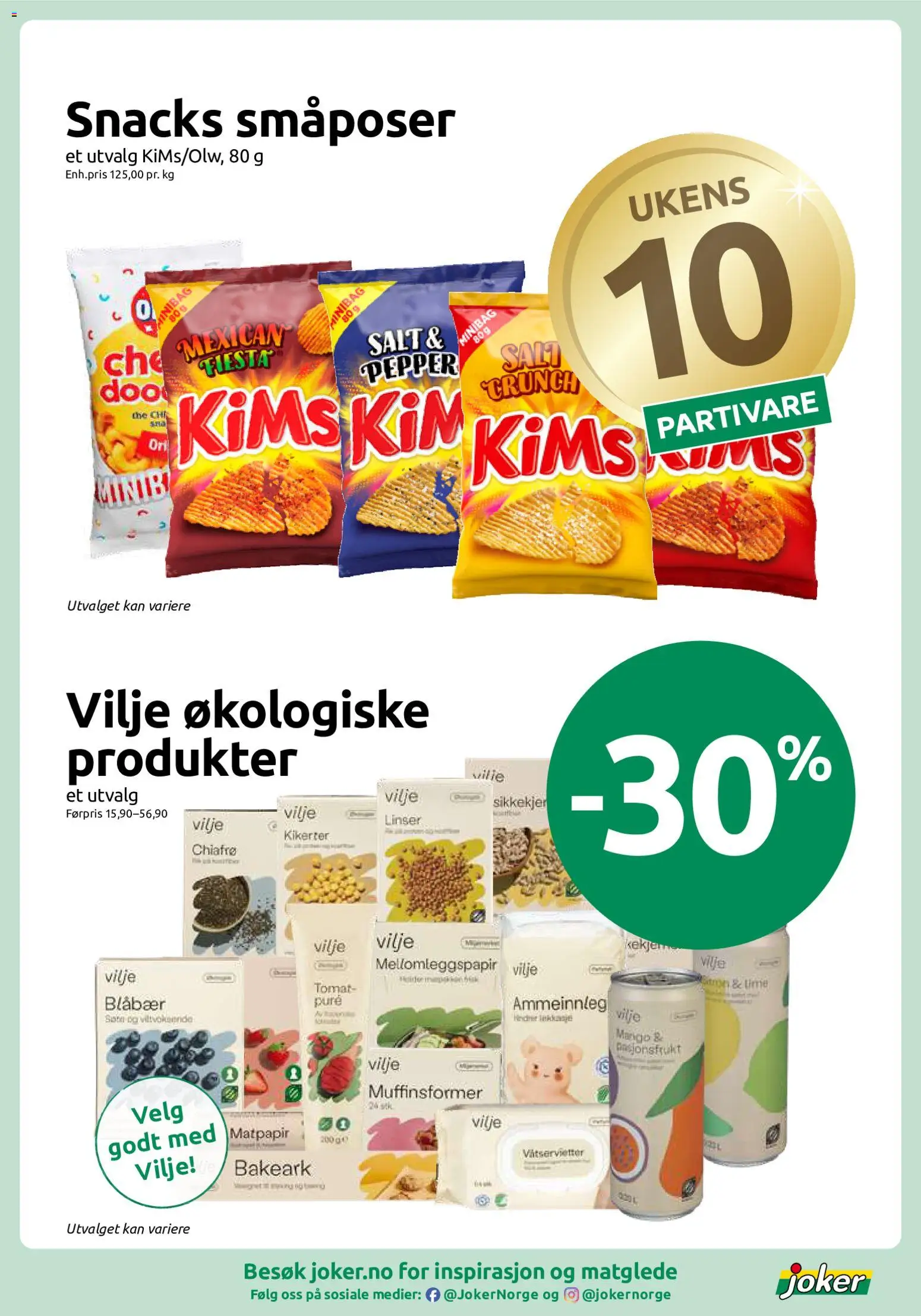 Forhåndsvis Joker kundeavis fra butikk Joker gyldig fra 19/10/2026 - Pasjonsfrukt, Snacks, Blåbær, Linser, Mango, Tomat, Salt, Våtservietter