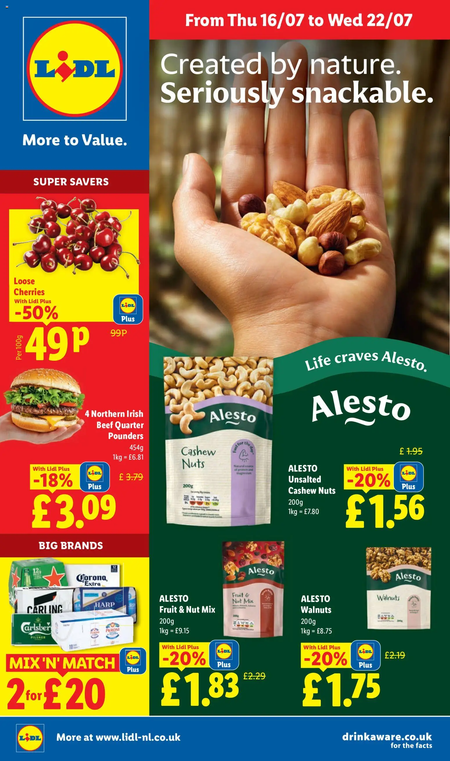 Preview of Lidl Weekly offers Lidl valid from 16/07/2026 - Fruit, Protein, Walnuts, Beef, Nuts