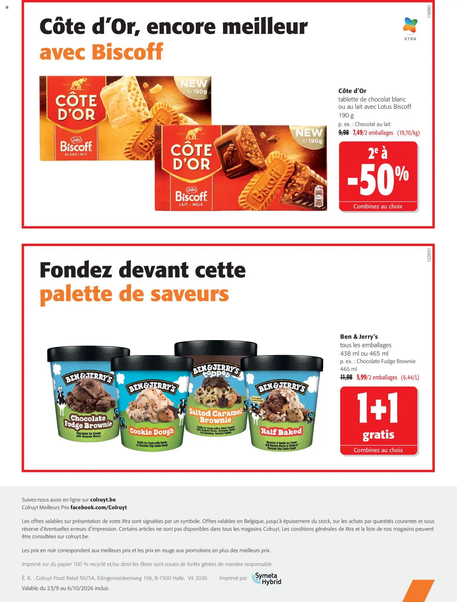 Prévisualisation de Colruyt Toutes les offres du magasin Colruyt formulaire valide 23/09/2026 - Chocolat, Tablette, Lotus, Lait, Cookie dough, Chocolat blanc, Tablette de chocolat, Chocolat au lait