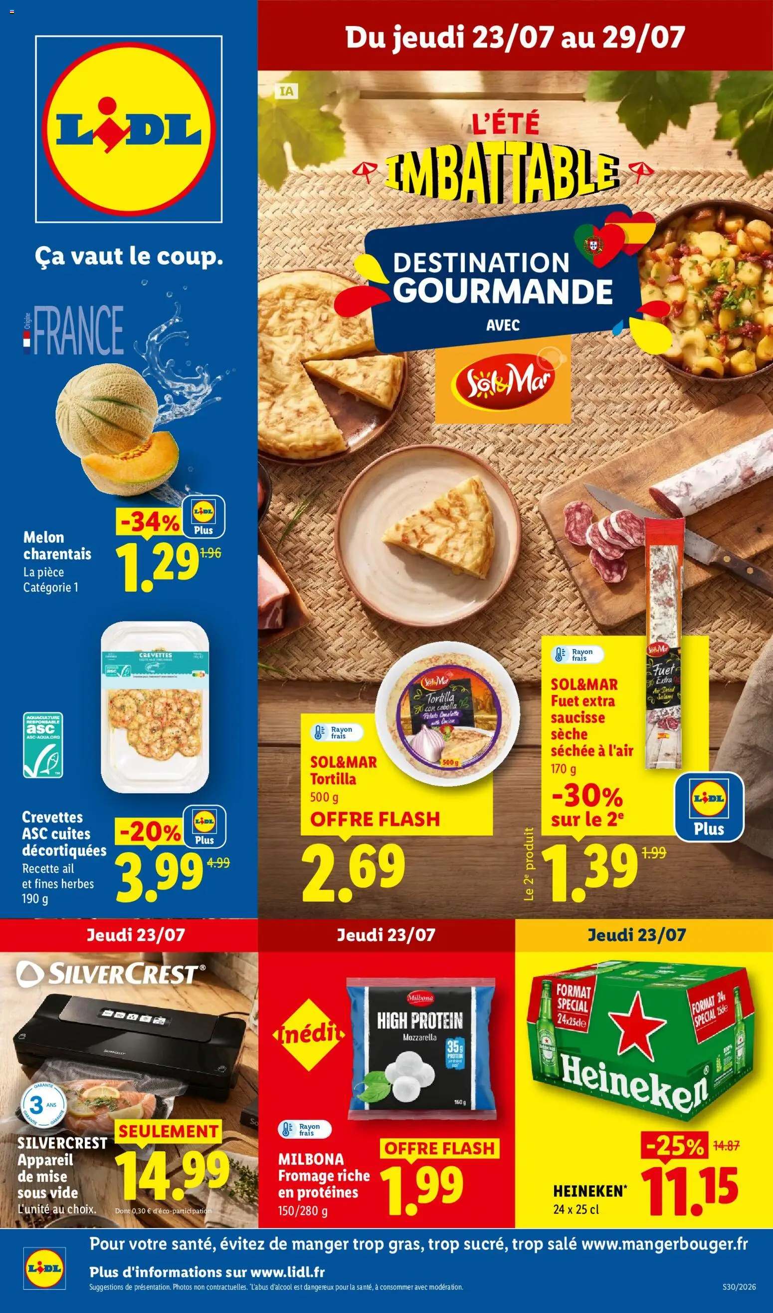 Prévisualisation de LIDL catalogue du magasin LIDL formulaire valide 23/07/2026 - Fromage, Tortilla, Melon, Heineken, Saucisse, Crevettes, Appareil de mise sous vide, Appareil de mise sous vide silvercrest