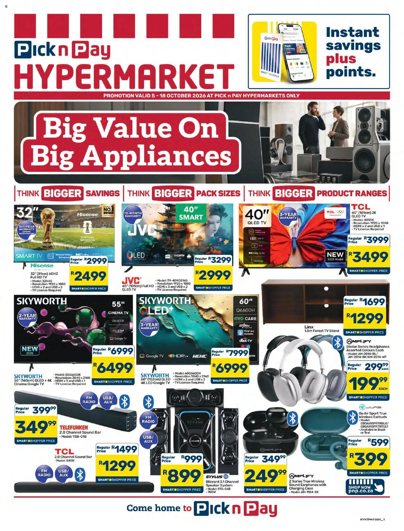 Preview of Pick n Pay flyer valid from 05/10/2026 - Radio, TV, Headphones, Speaker, Earbuds, USB, Audio, Case