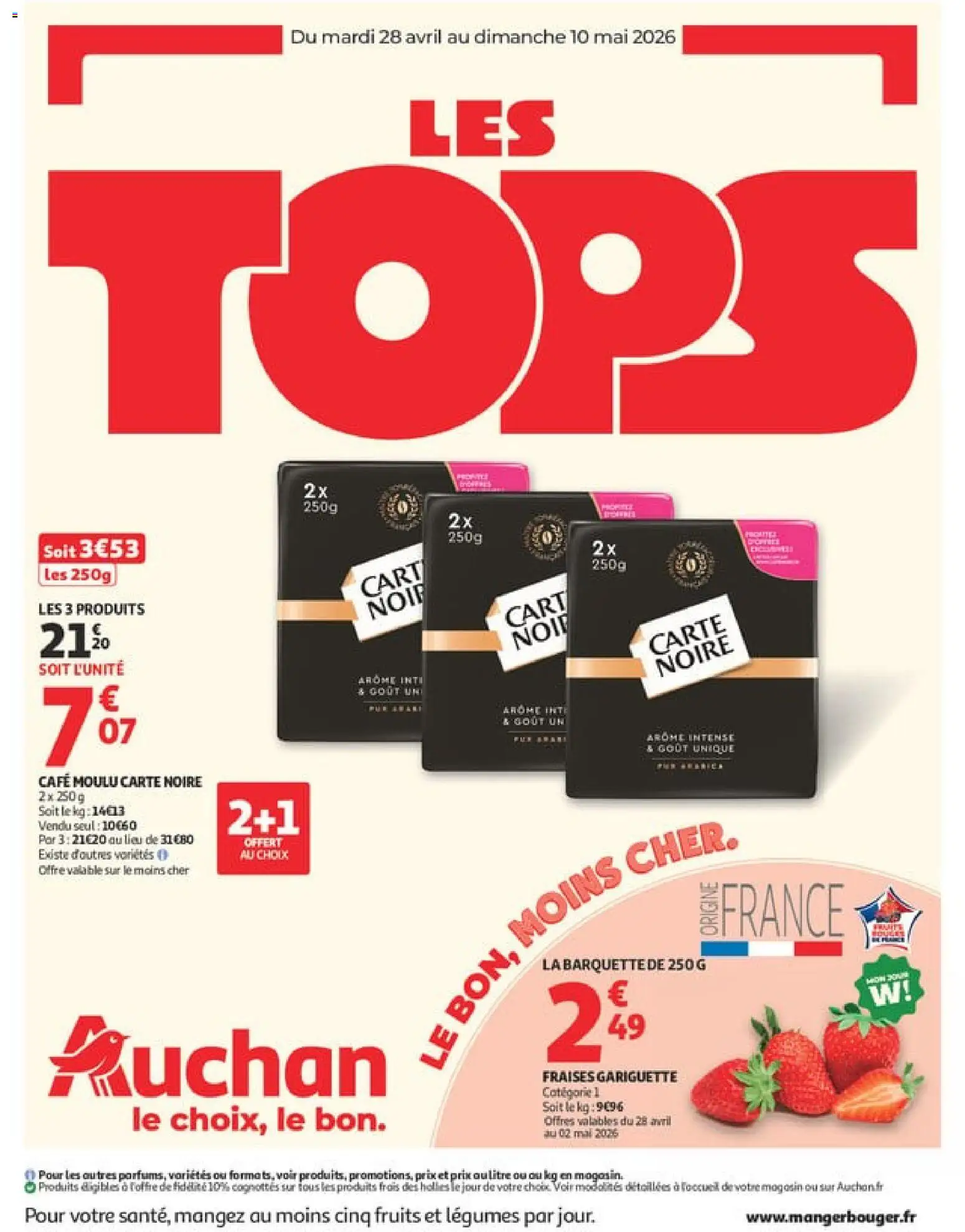 Prévisualisation de Auchan prospectus du magasin Auchan formulaire valide 28/04/2026 - Café, Fruits, Fraises, Café moulu, Carte Noire, Cafe moulu carte noire