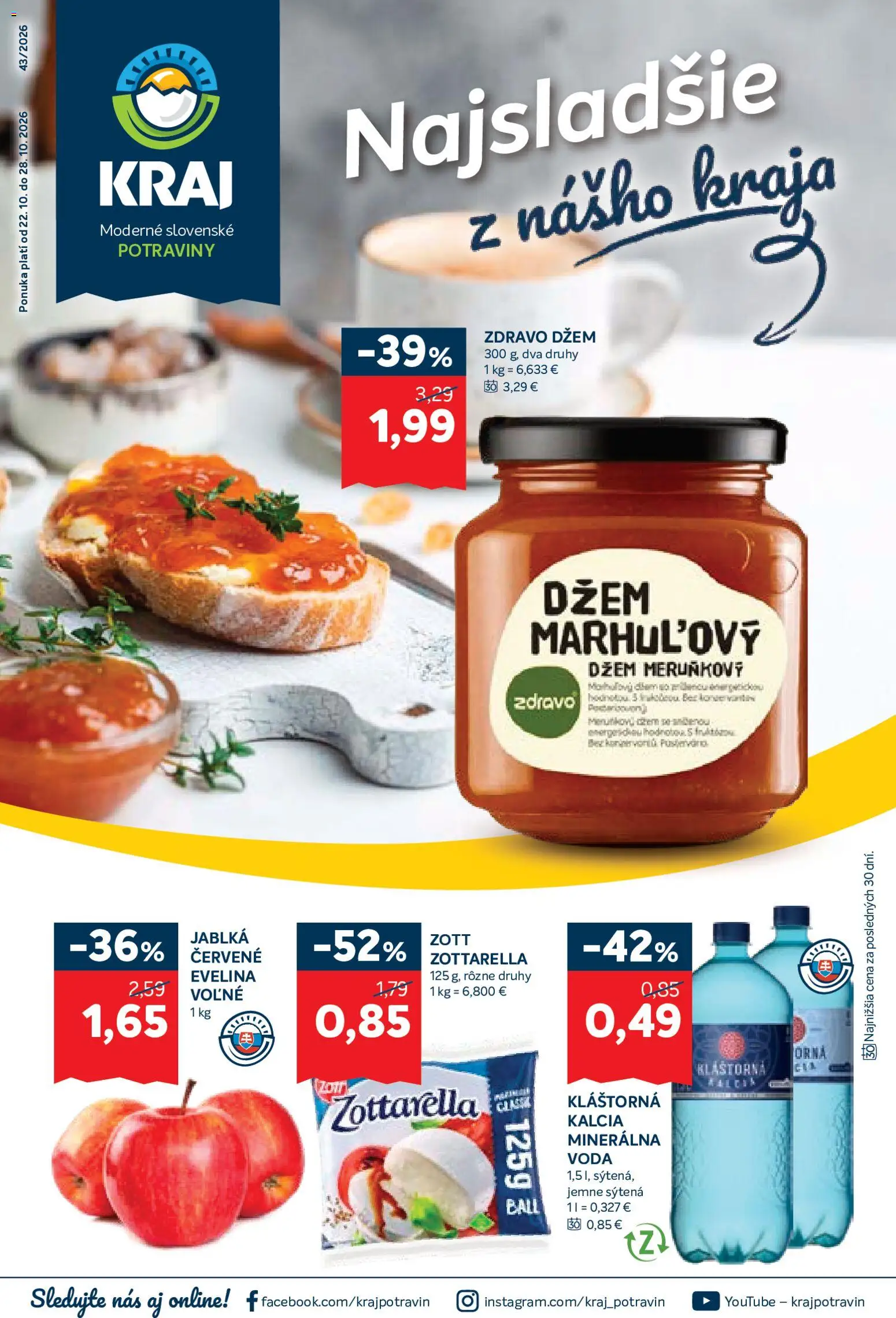 Náhľad Kraj letáku platného od 22.10.2026 - Voda, Jablká, Džem, Minerálna voda