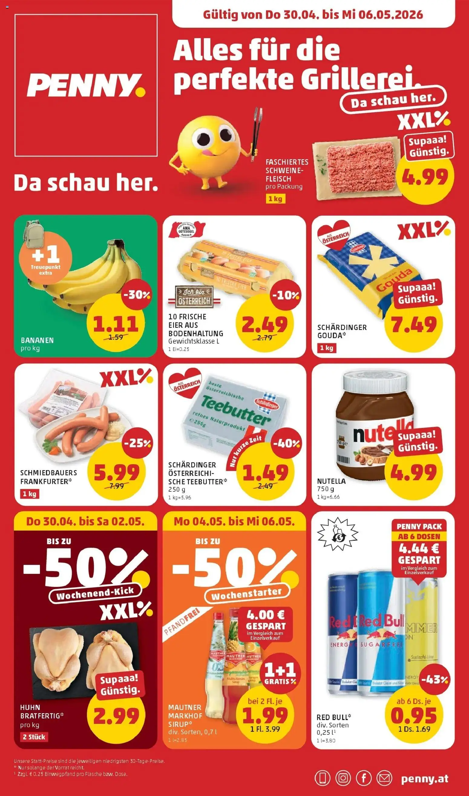 Vorschau der Angebote: Penny Markt Penny Markt Die ganze Woche sparen gültig ab 30.04.2026 - Nutella, Bananen, Eier