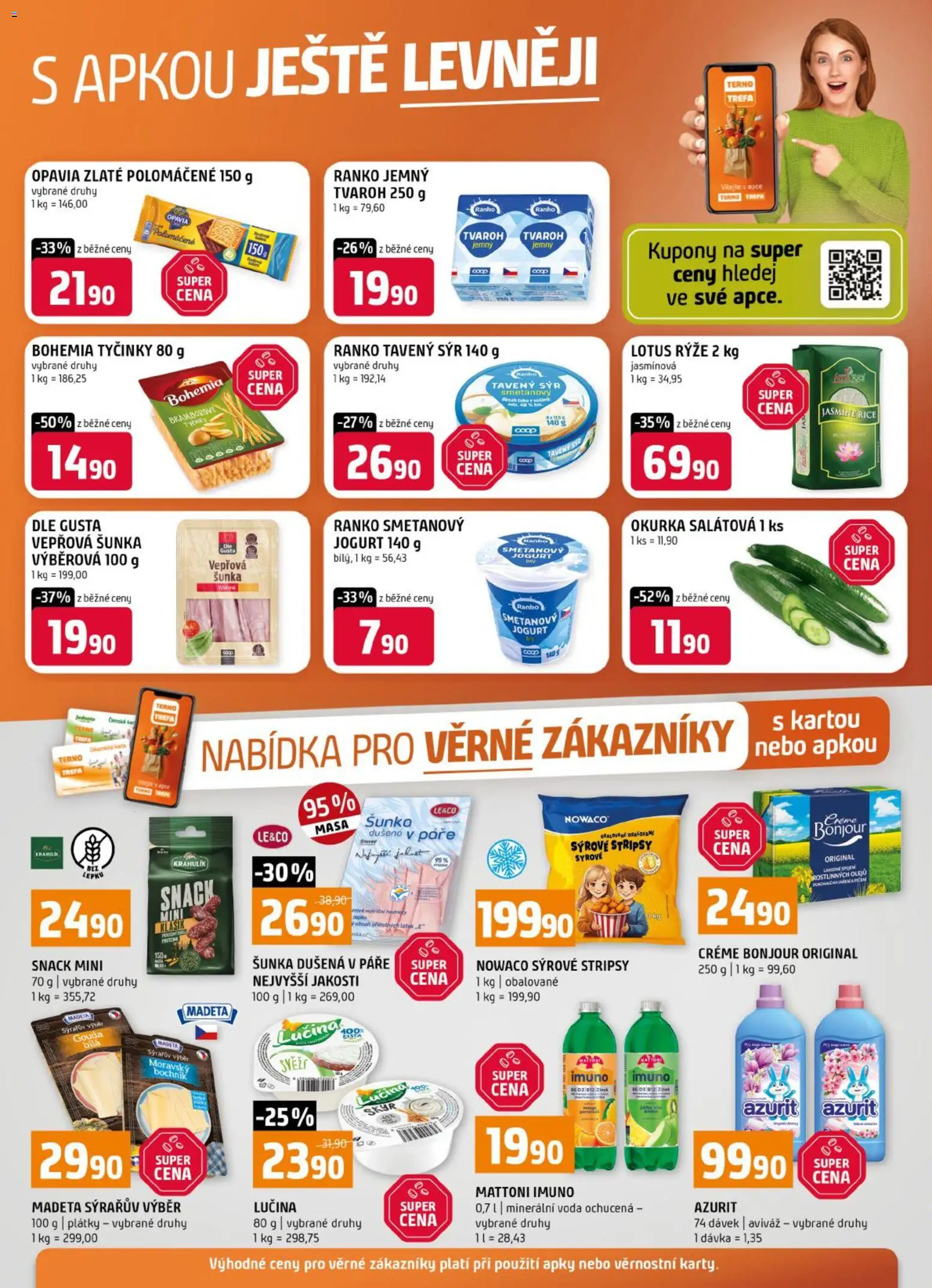 Náhled nabídky: Terno Terno leták - Nabídka pro věrné zákazníky platný od 30.09.2026 - Voda, Tvaroh, Rýže, Mattoni, Aviváž, Stripsy, Gouda, Tyčinky