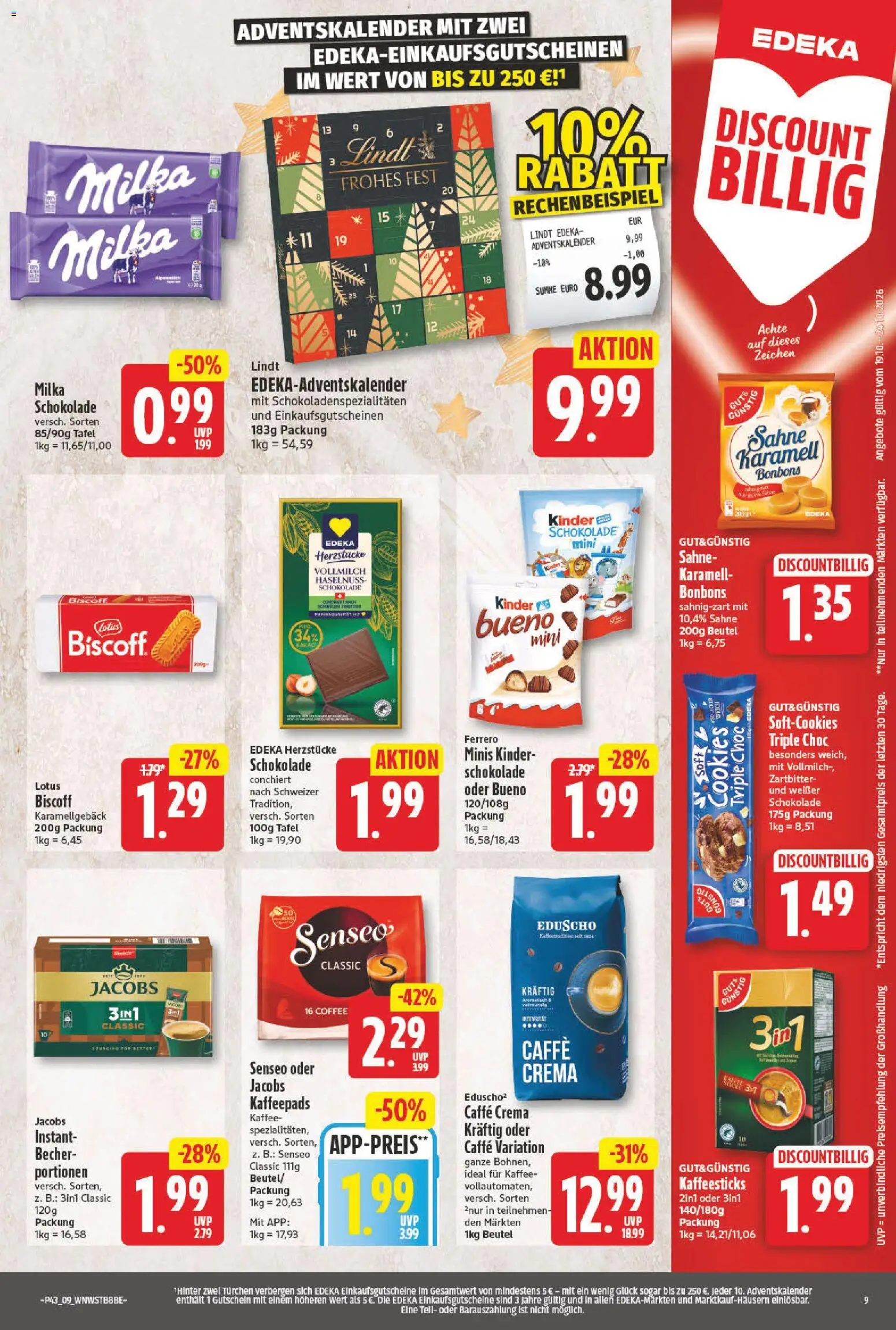 Vorschau von dem Prospekt des Geschäftes NP Discount, gültig ab dem 19.10.2026 - Kaffee, Schokolade, Lindt, Milka, Senseo, Sahne, Kaffeepads, Eduscho