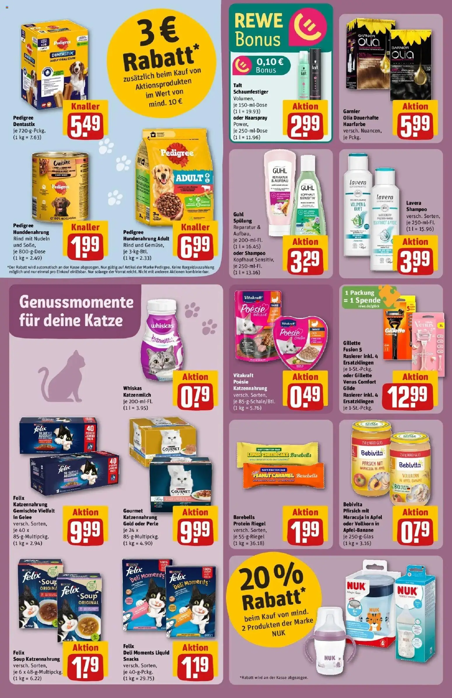 Vorschau von dem Prospekt des Geschäftes Rewe, gültig ab dem 02.03.2026 - Gemüse, Nudeln, Shampoo, Rasierer, Soße, Haarspray, Whiskas, Pedigree