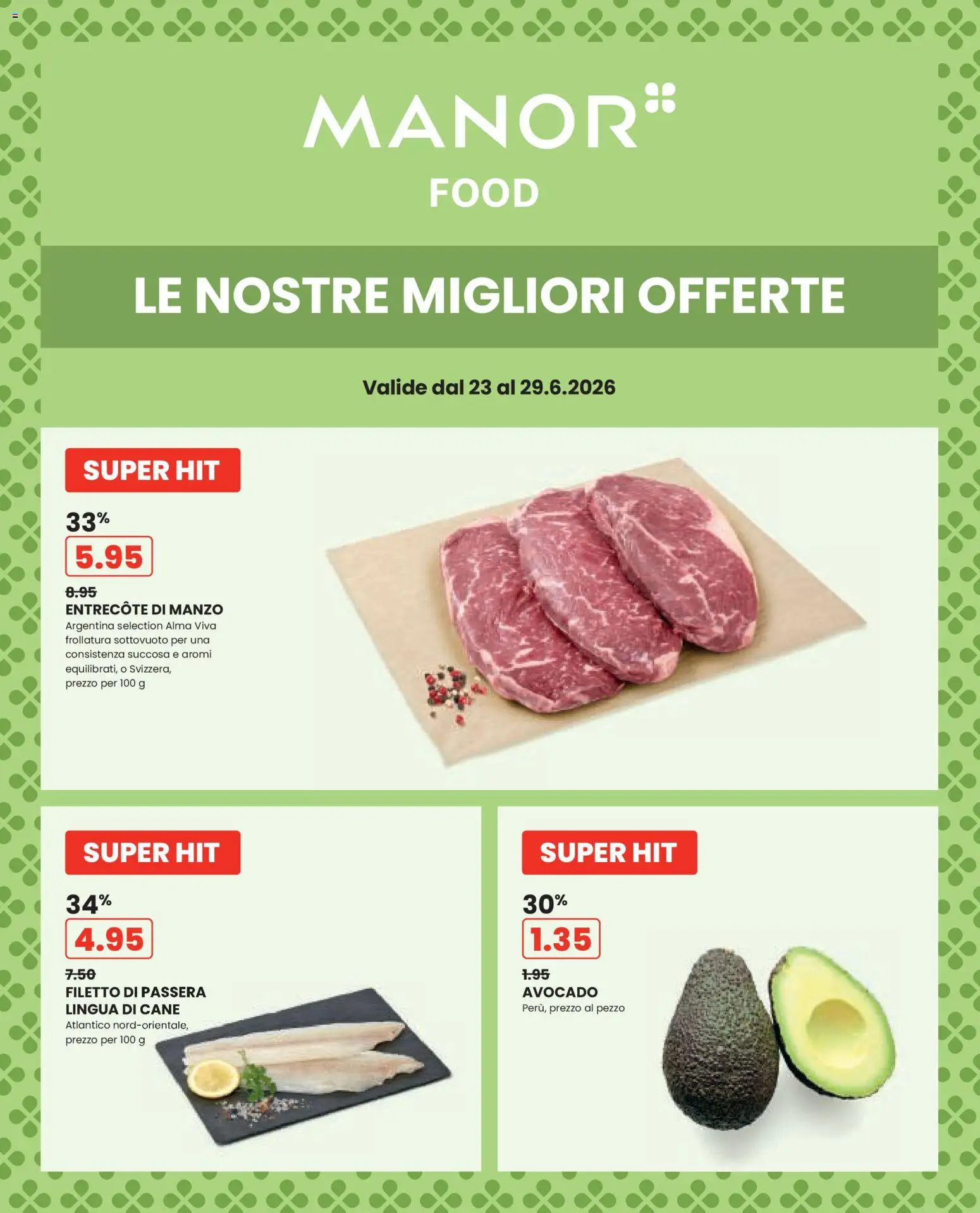 Vorschau des Merkblatts Manor aktionen IT vom Shop Manor gültig von 23.06.2026 bis 29.06.2026